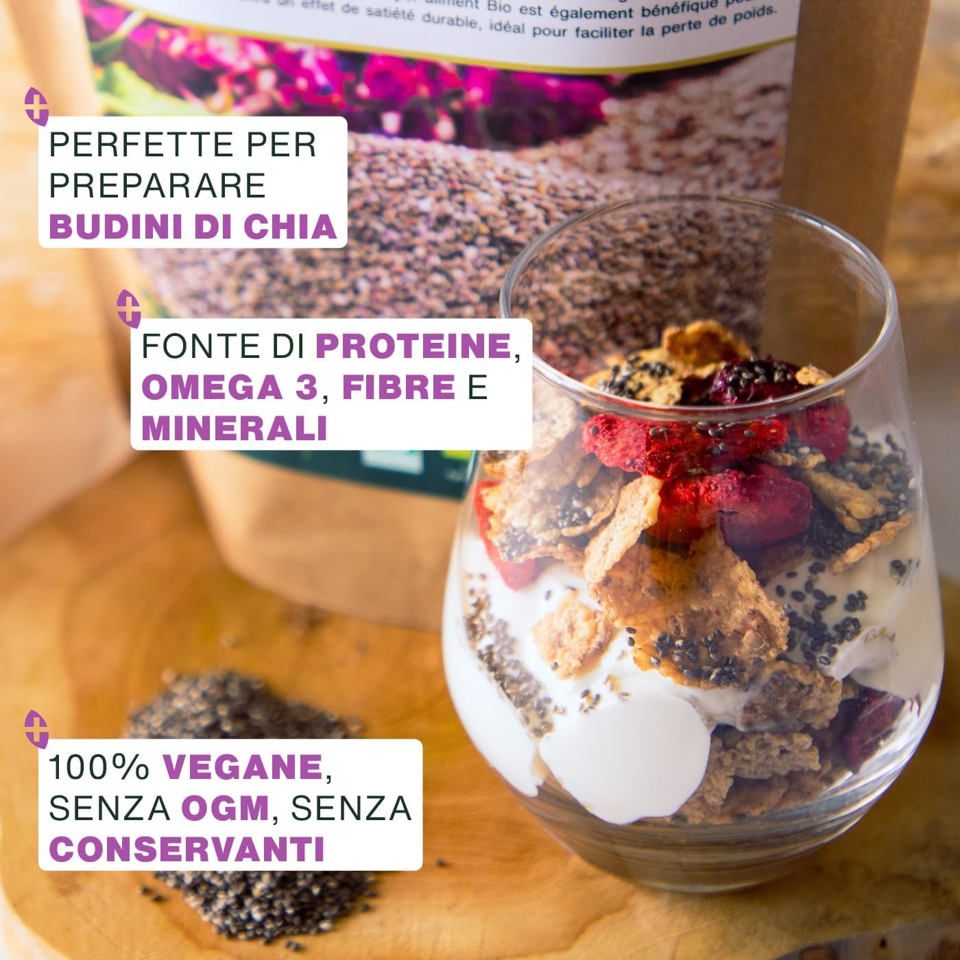 Semi di Chia Bio 1KG | Proteine, Salute Cardiovascolare | 100% Biologici, Senza Glutine, Qualità Superiore - immagine 4