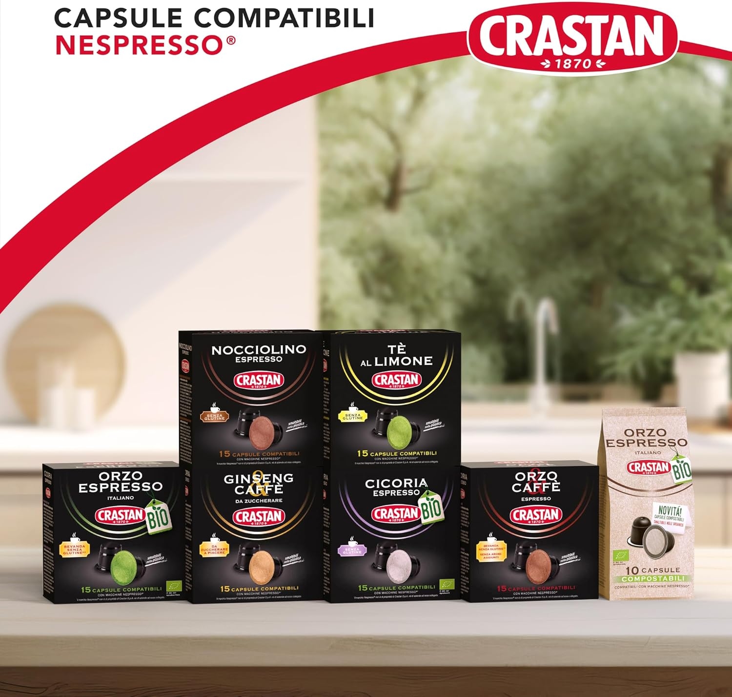 CRASTAN 1870 - Capsule compatibili Nespresso - Orzo Biologico - 6 Box da 15 Capsule - Totale 90 Capsule - Naturalmente Privo di Caffeina - 100% Made in Italy - immagine 6