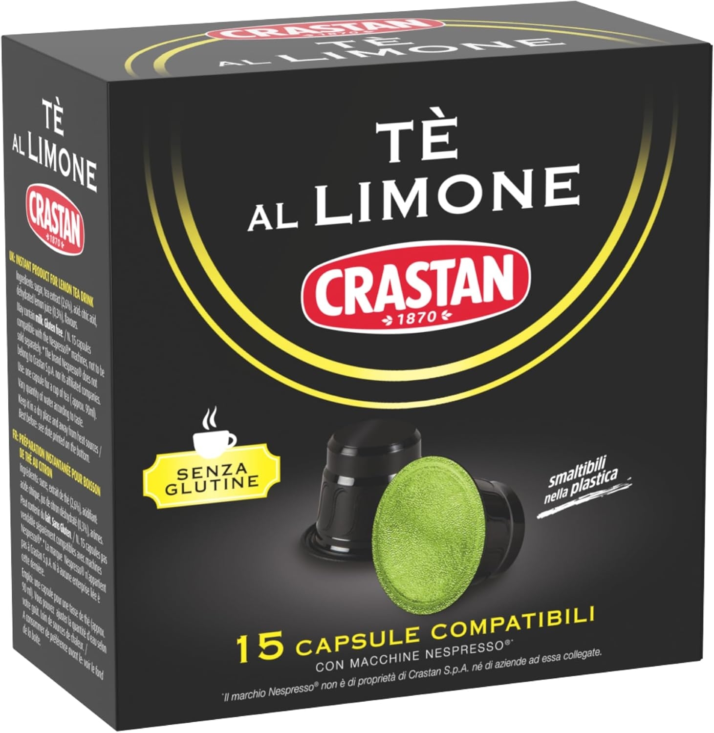 CRASTAN 1870 - Capsule compatibili Nespresso - Orzo Biologico - 6 Box da 15 Capsule - Totale 90 Capsule - Naturalmente Privo di Caffeina - 100% Made in Italy - immagine 8