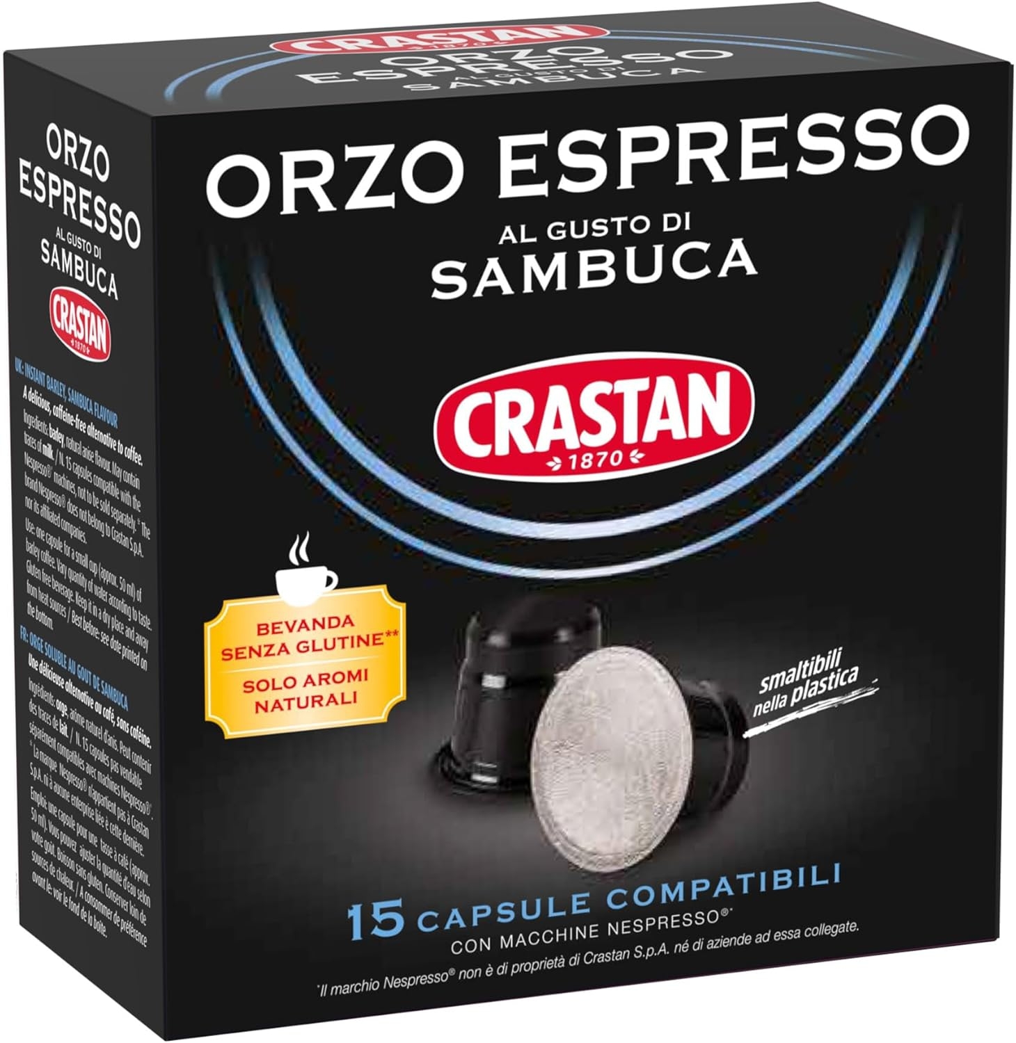 CRASTAN 1870 - Capsule compatibili Nespresso - Orzo Biologico - 6 Box da 15 Capsule - Totale 90 Capsule - Naturalmente Privo di Caffeina - 100% Made in Italy - immagine 13