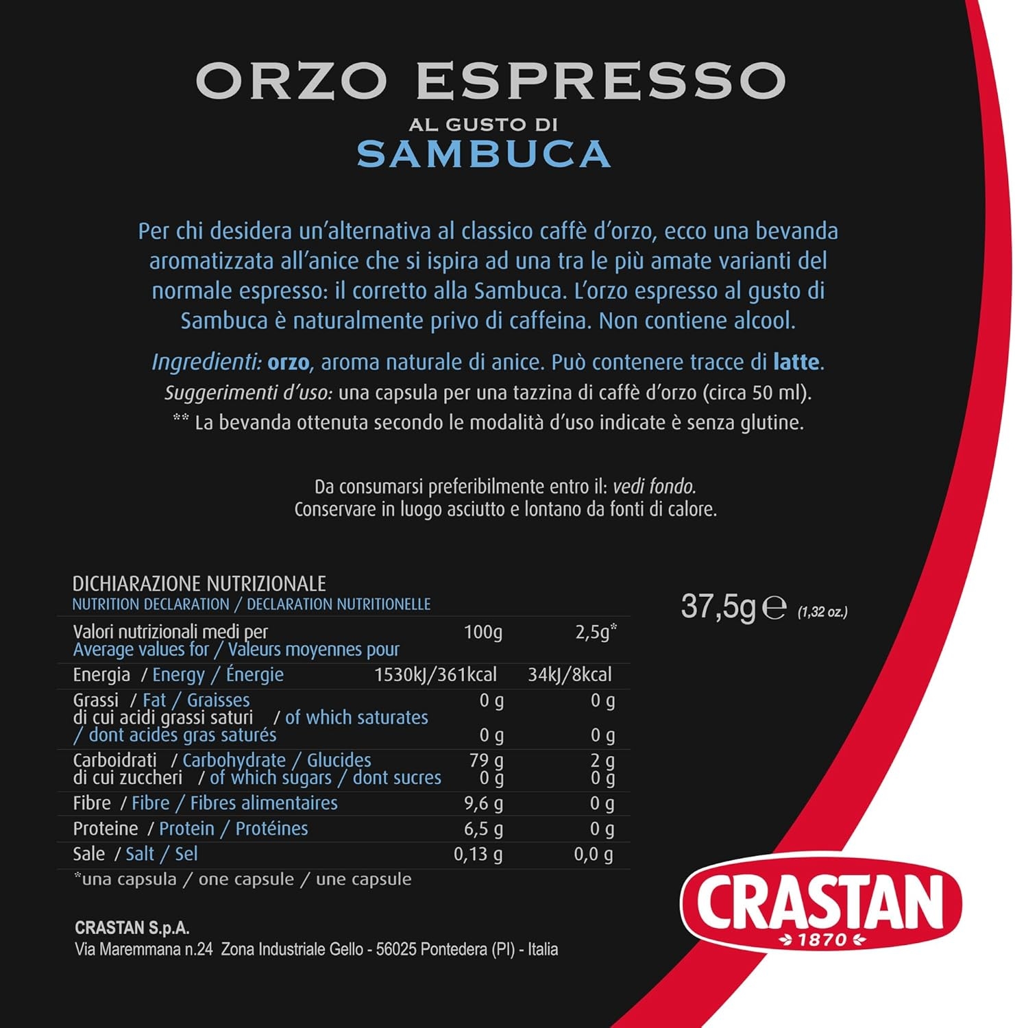 CRASTAN 1870 - Capsule compatibili Nespresso - Orzo Biologico - 6 Box da 15 Capsule - Totale 90 Capsule - Naturalmente Privo di Caffeina - 100% Made in Italy - immagine 14