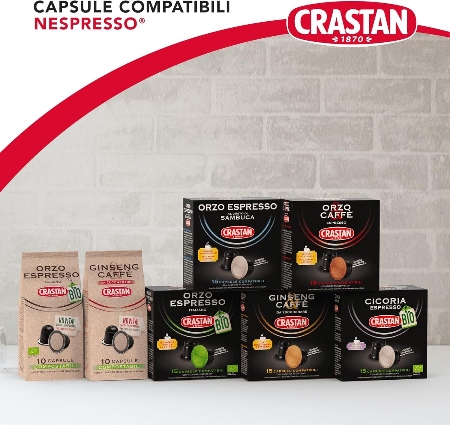 CRASTAN 1870 - Capsule compatibili Nespresso - Orzo Biologico - 6 Box da 15 Capsule - Totale 90 Capsule - Naturalmente Privo di Caffeina - 100% Made in Italy - immagine 18