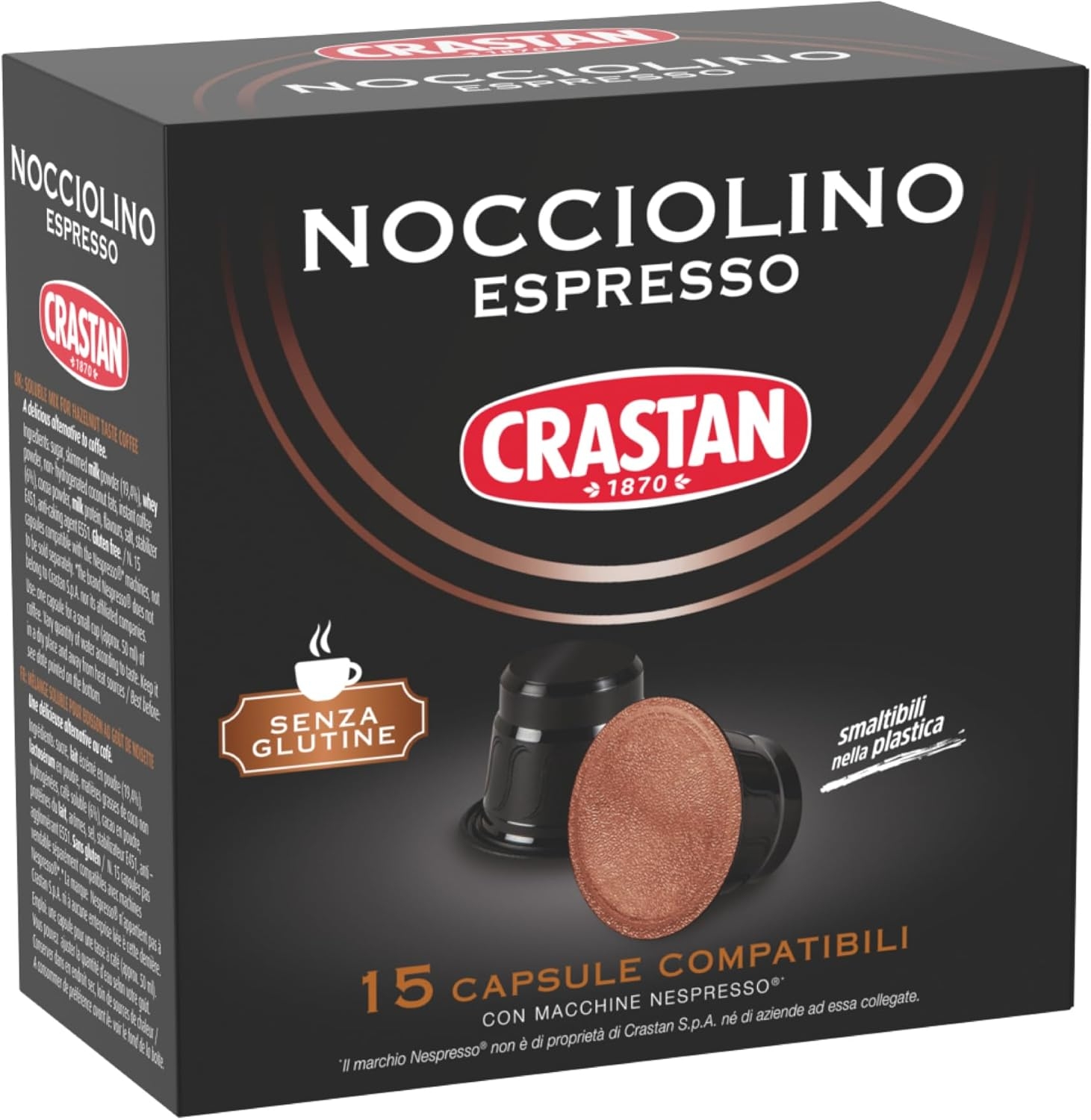 CRASTAN 1870 - Capsule compatibili Nespresso - Orzo Biologico - 6 Box da 15 Capsule - Totale 90 Capsule - Naturalmente Privo di Caffeina - 100% Made in Italy - immagine 31