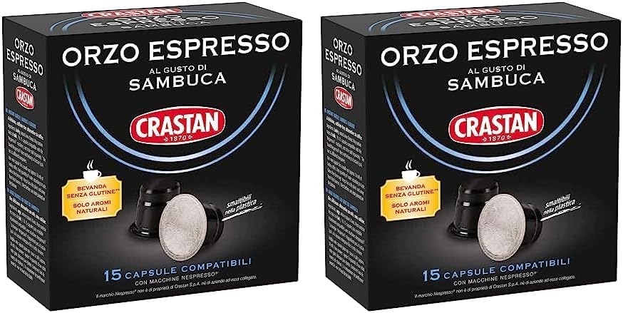CRASTAN 1870 - Capsule compatibili Nespresso - Orzo Biologico - 6 Box da 15 Capsule - Totale 90 Capsule - Naturalmente Privo di Caffeina - 100% Made in Italy - immagine 36