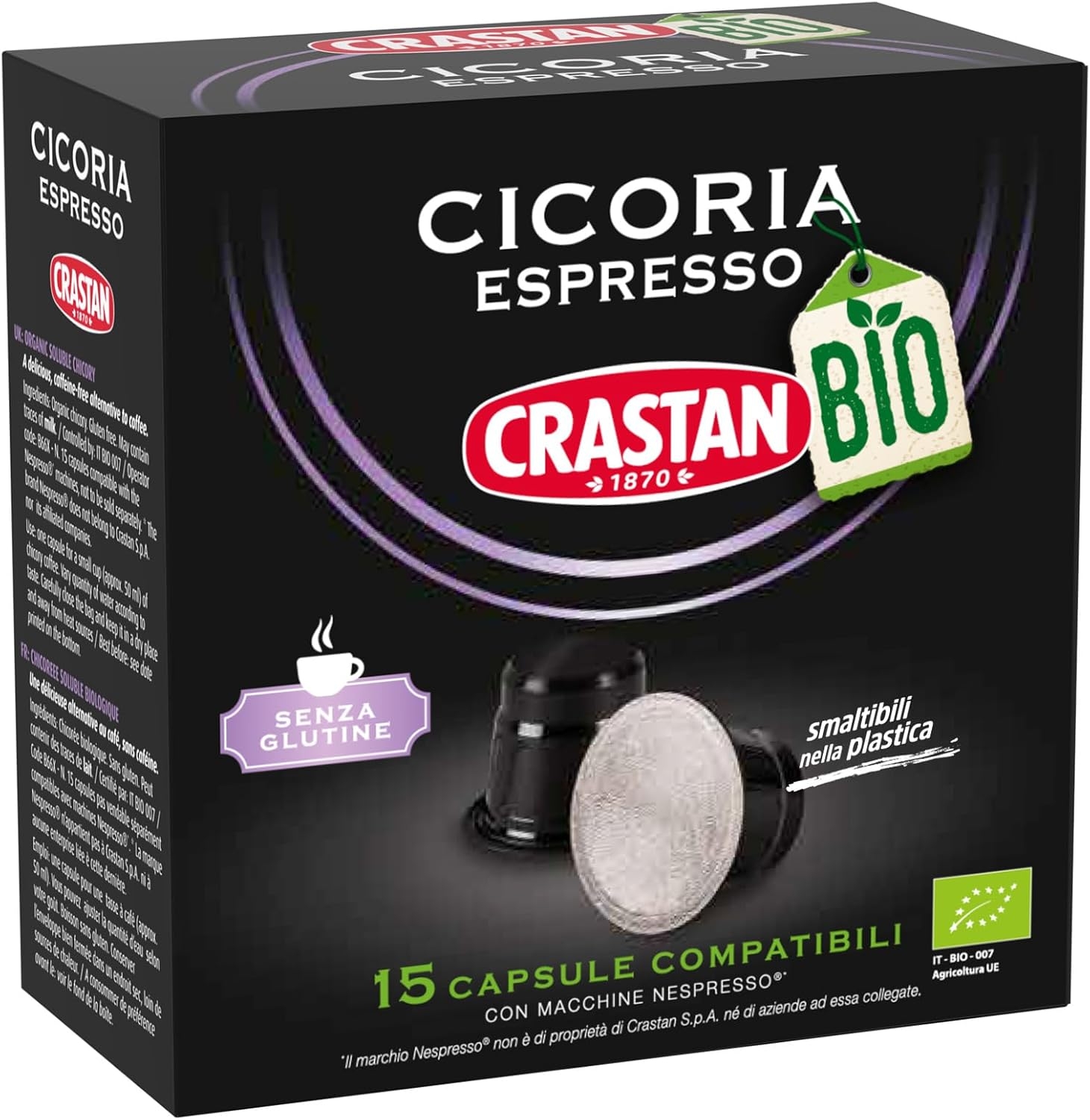 CRASTAN 1870 - Capsule compatibili Nespresso - Orzo Biologico - 6 Box da 15 Capsule - Totale 90 Capsule - Naturalmente Privo di Caffeina - 100% Made in Italy - immagine 37