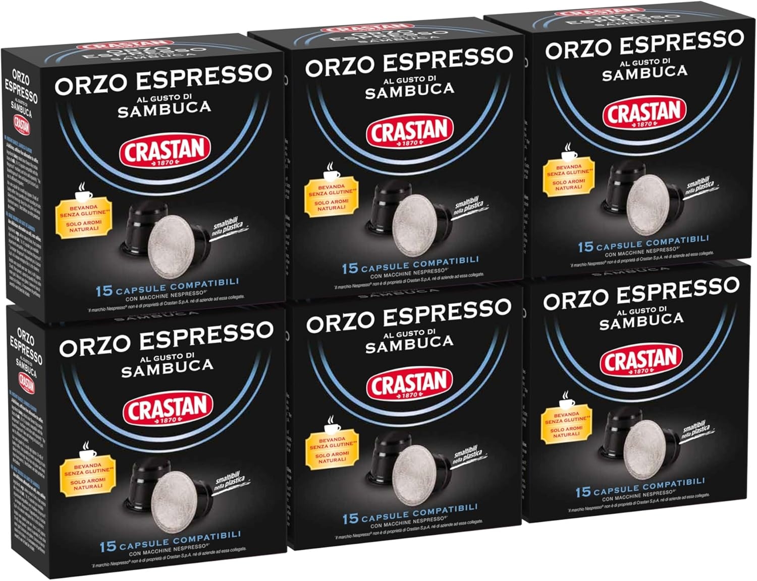 CRASTAN 1870 - Capsule compatibili Nespresso - Orzo Biologico - 6 Box da 15 Capsule - Totale 90 Capsule - Naturalmente Privo di Caffeina - 100% Made in Italy - immagine 42