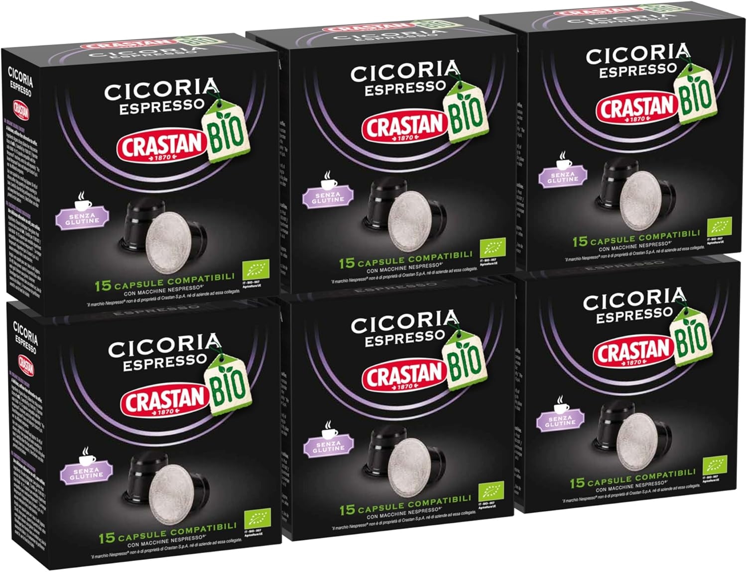 CRASTAN 1870 - Capsule compatibili Nespresso - Orzo Biologico - 6 Box da 15 Capsule - Totale 90 Capsule - Naturalmente Privo di Caffeina - 100% Made in Italy - immagine 51