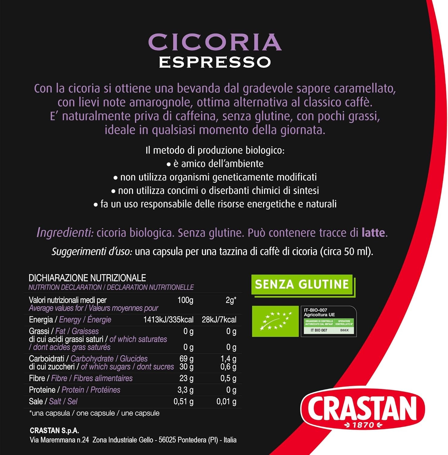 CRASTAN 1870 - Capsule compatibili Nespresso - Orzo Biologico - 6 Box da 15 Capsule - Totale 90 Capsule - Naturalmente Privo di Caffeina - 100% Made in Italy - immagine 52