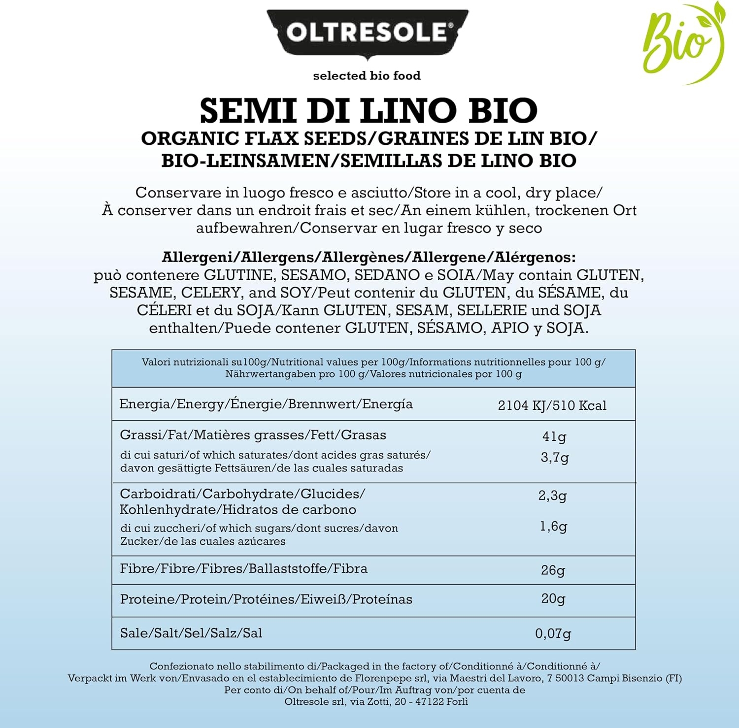 Oltresole, Semi Biologici di Lino 1 kg, Semi Oleosi Crudi, Interi e Scuri, Ricchi di Minerali e Fibre, Fonte di Omega 3 e Antiossidanti, 100% Naturali, Confezione Ideale per Famiglie - immagine 2