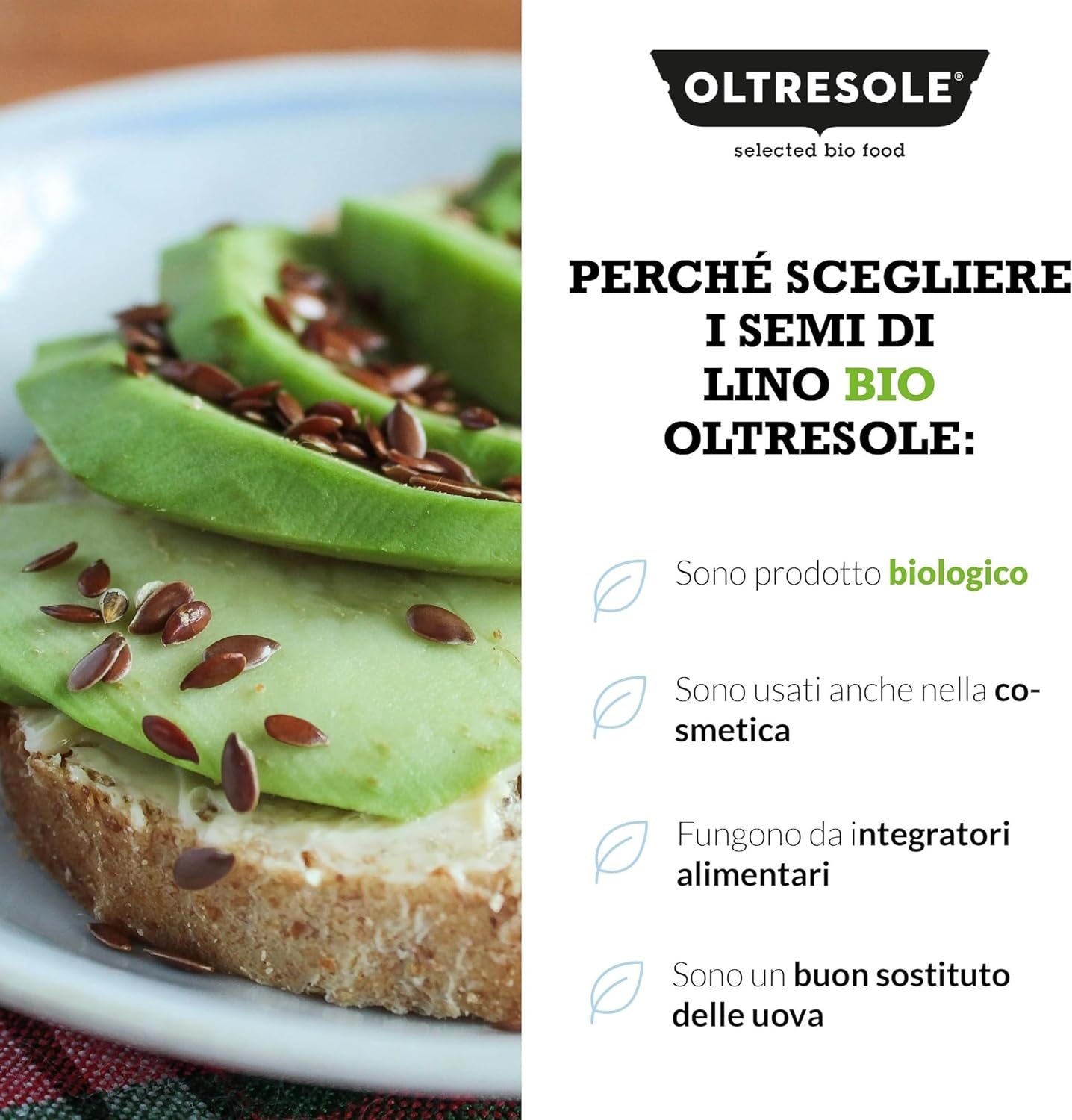 Oltresole, Semi Biologici di Lino 1 kg, Semi Oleosi Crudi, Interi e Scuri, Ricchi di Minerali e Fibre, Fonte di Omega 3 e Antiossidanti, 100% Naturali, Confezione Ideale per Famiglie - immagine 4