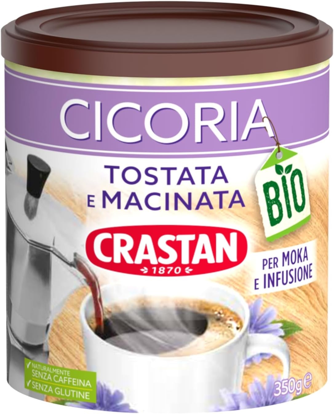 Crastan Cicoria Tostata e Macinata per moka/infusione – 1 Barattolo da 350 gr