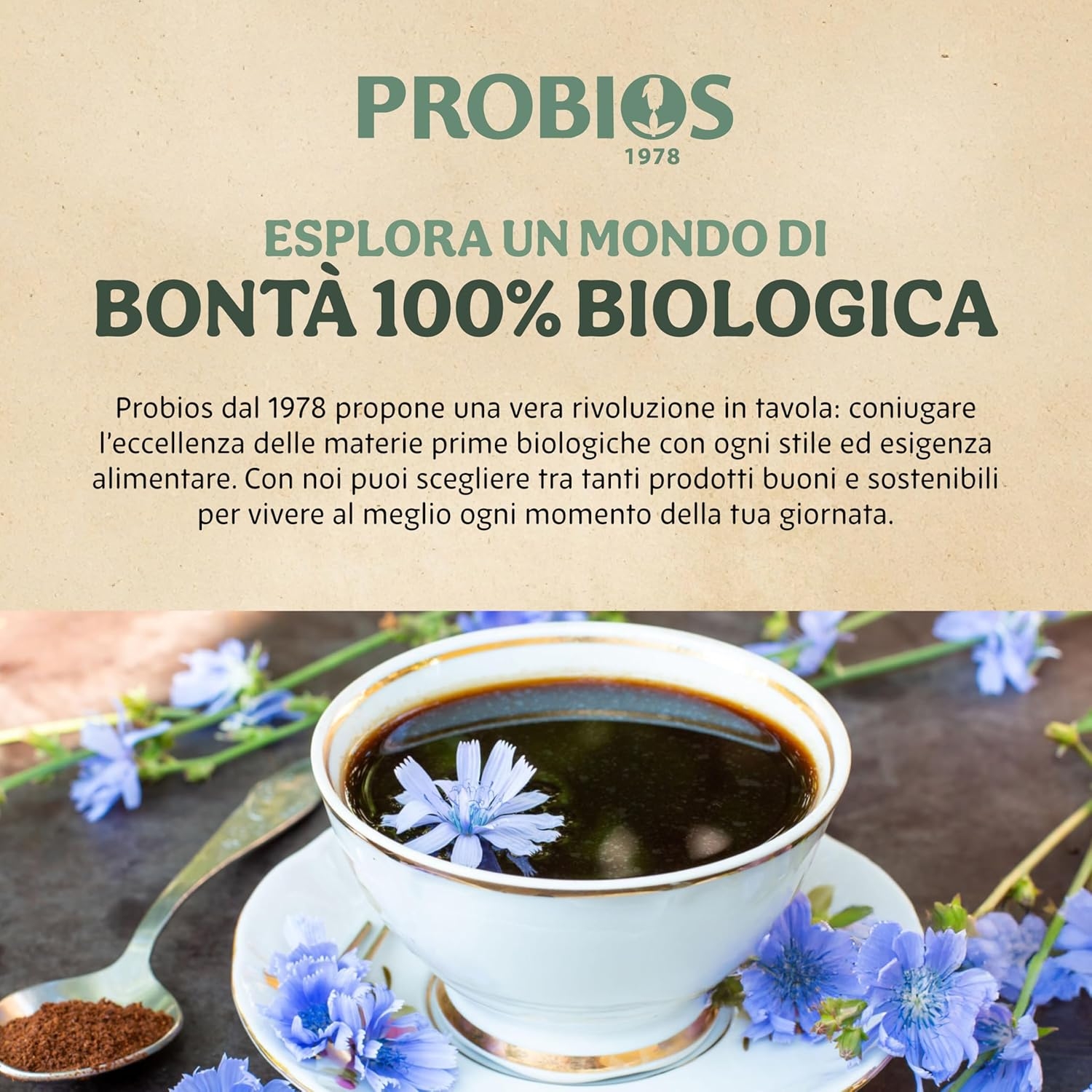 Probios Cicoria Per Moka Biologica Tostata e Macinata – Pura Naturale & Senza Caffeina - Cicoria Altamente Solubile Bio - 1Kg - immagine 7
