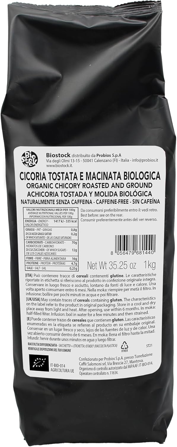 Probios Cicoria Per Moka Biologica Tostata e Macinata – Pura Naturale & Senza Caffeina - Cicoria Altamente Solubile Bio - 1Kg - immagine 9
