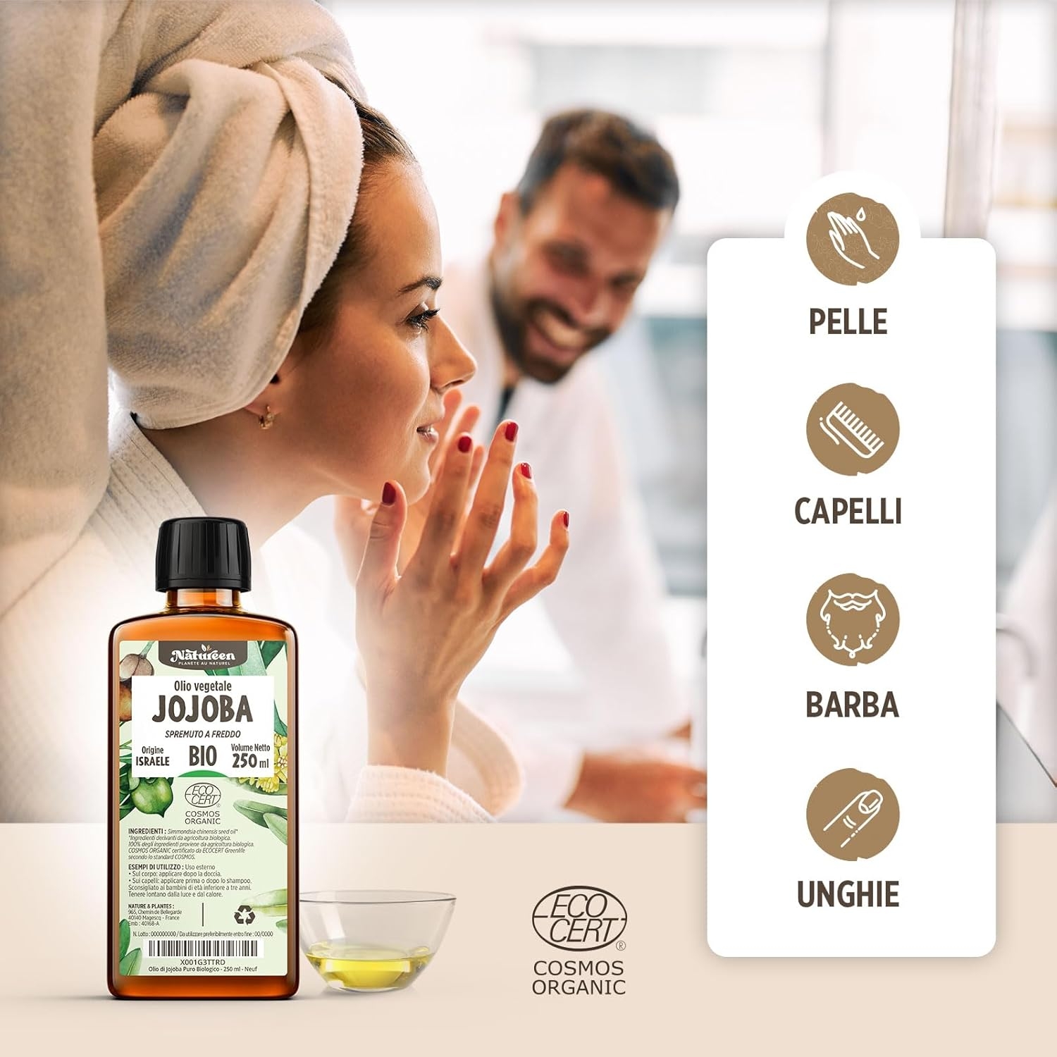 Olio di Jojoba Puro Biologico 250 ml - 100% Puro, Naturale, Pressato a Freddo - Biologico certificato da Ecocert - immagine 4