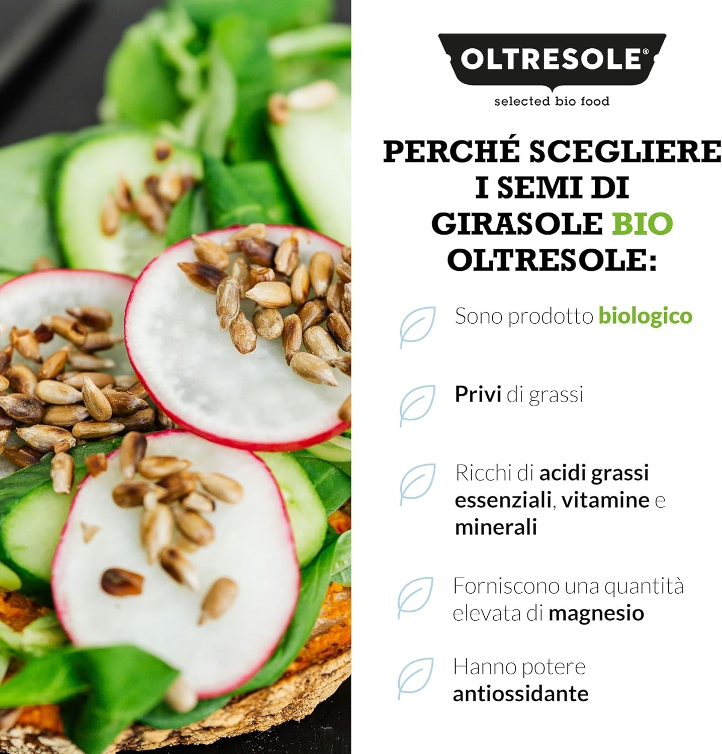 Oltresole, Semi di Girasole Decorticati Biologici 1 Kg, Semi Oleosi Bio Crudi, Sgusciati, Non Tostati e Non Salati, Ricchi di Fibre e Nutrienti, Confezione Ideale per Famiglie - immagine 4