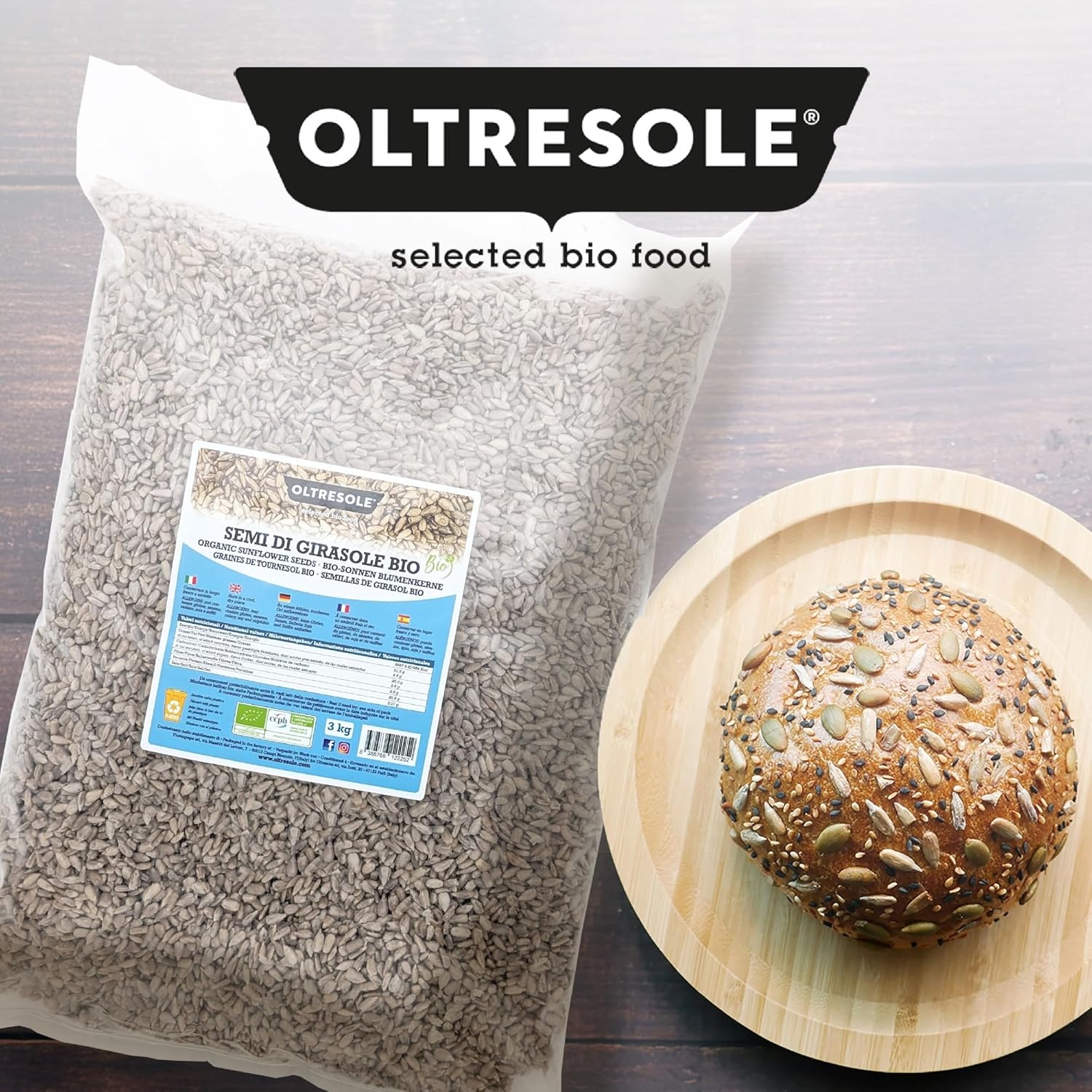 Oltresole, Semi di Girasole Decorticati Biologici 1 Kg, Semi Oleosi Bio Crudi, Sgusciati, Non Tostati e Non Salati, Ricchi di Fibre e Nutrienti, Confezione Ideale per Famiglie - immagine 10
