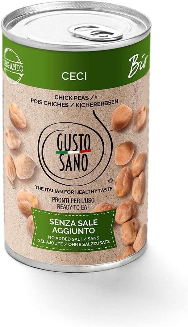 GUSTO SANO – CECI BIO 100% ITALIANI GIA’ PRONTI - Senza Sale Aggiunto – Ceci in scatola lessati e reidratati –NON OGM – Comoda scorta da 6 confezioni x 400 gr.6 Pacchi X 400 Gr.