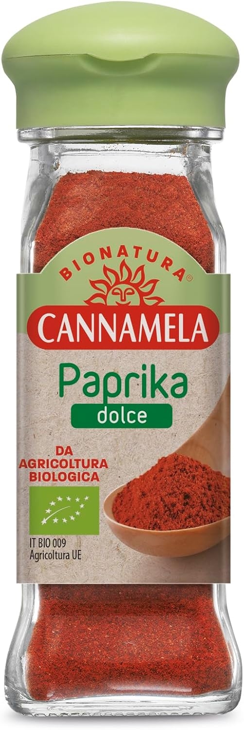 Cannamela - Linea Bionatura, Paprika Dolce Bio, Confezione da 50g. Ideale per carni, patate, zuppe, cereali e legumi