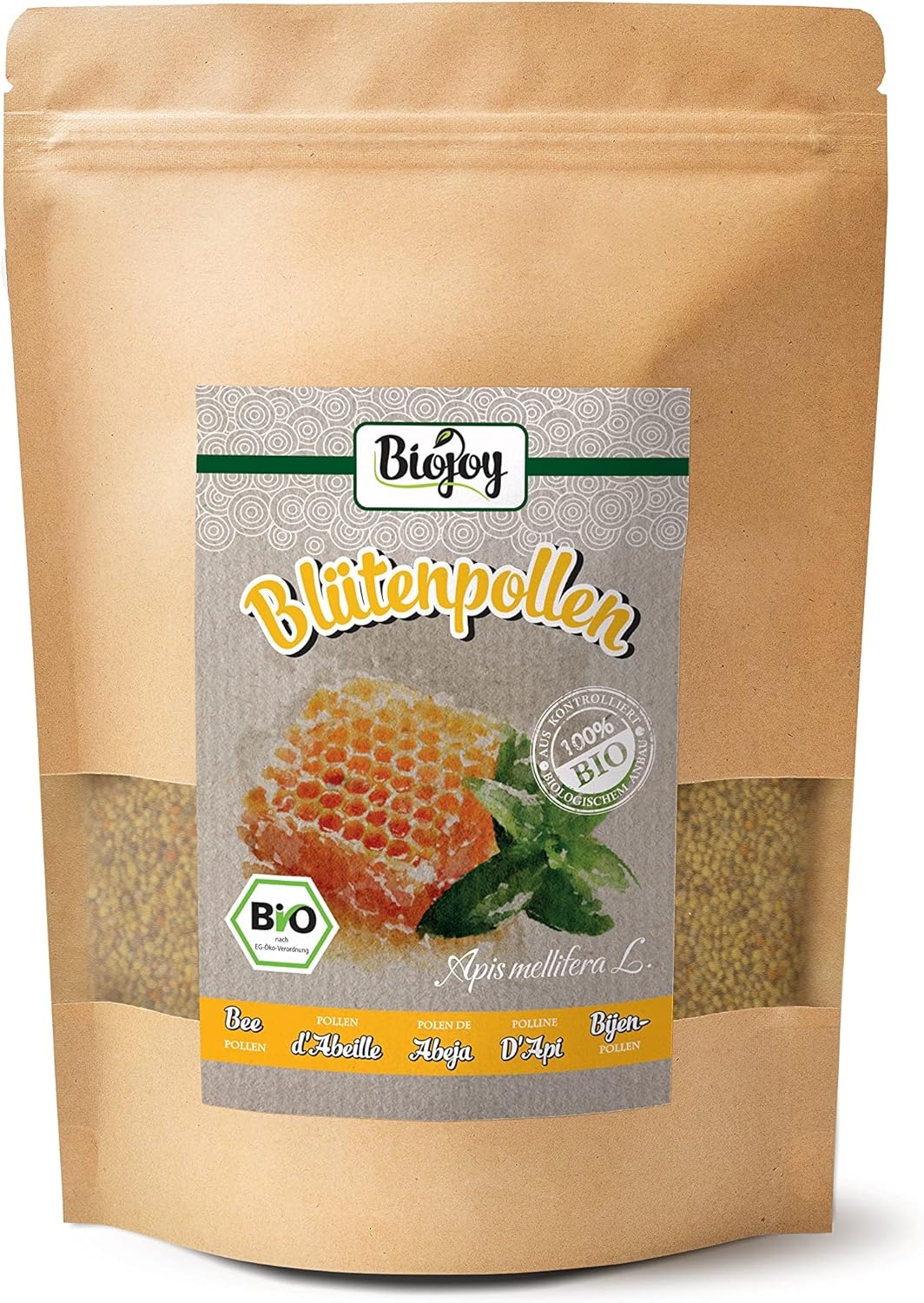 Biojoy Polline d'Api Biologico (500 g), naturale e senza additivi