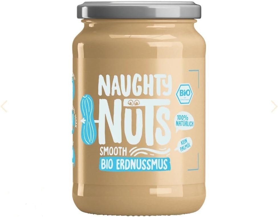 NAUGHTY NUTS Burro di arachidi biologico liscio | Burro di arachidi vegano | 100% naturale | Senza olio di palma e zucchero | Ideale come condimento per il muesli - 500 g