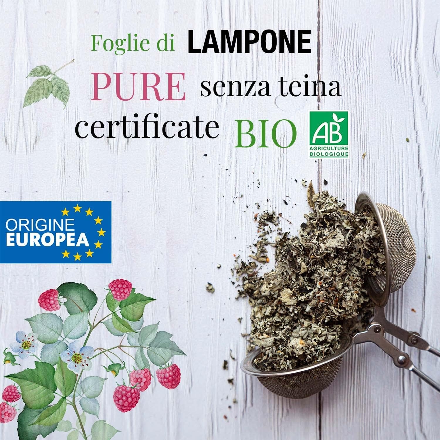 ORIGEENS Tisana Foglie Lampone BIO 200g | Red Raspberry Leaf Tea | Cura del benessere, Infusi e Tisane per Maternita e Gravidanza, Dolori Mestruali - immagine 2