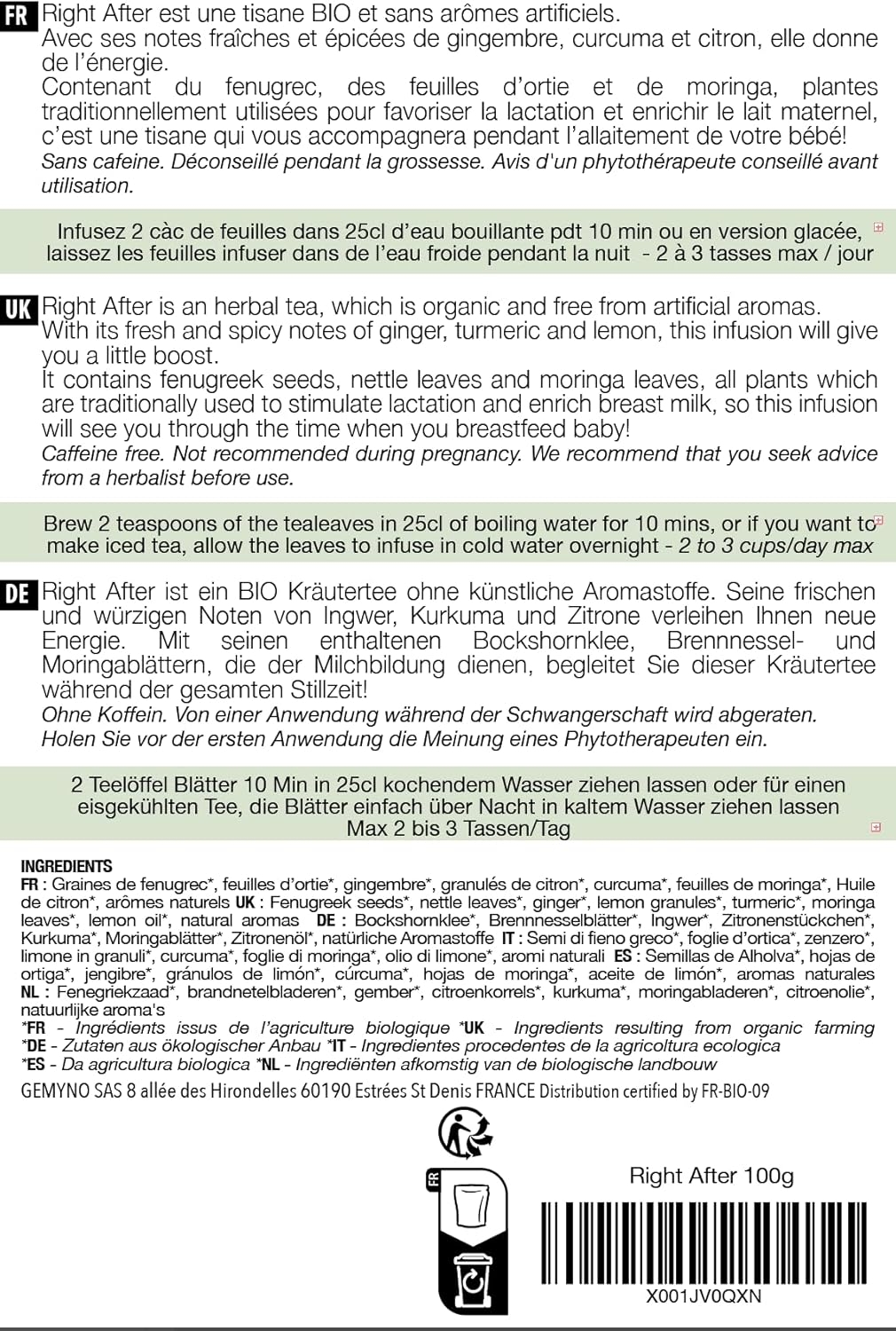 ORIGEENS Tisana Foglie Lampone BIO 200g | Red Raspberry Leaf Tea | Cura del benessere, Infusi e Tisane per Maternita e Gravidanza, Dolori Mestruali - immagine 21