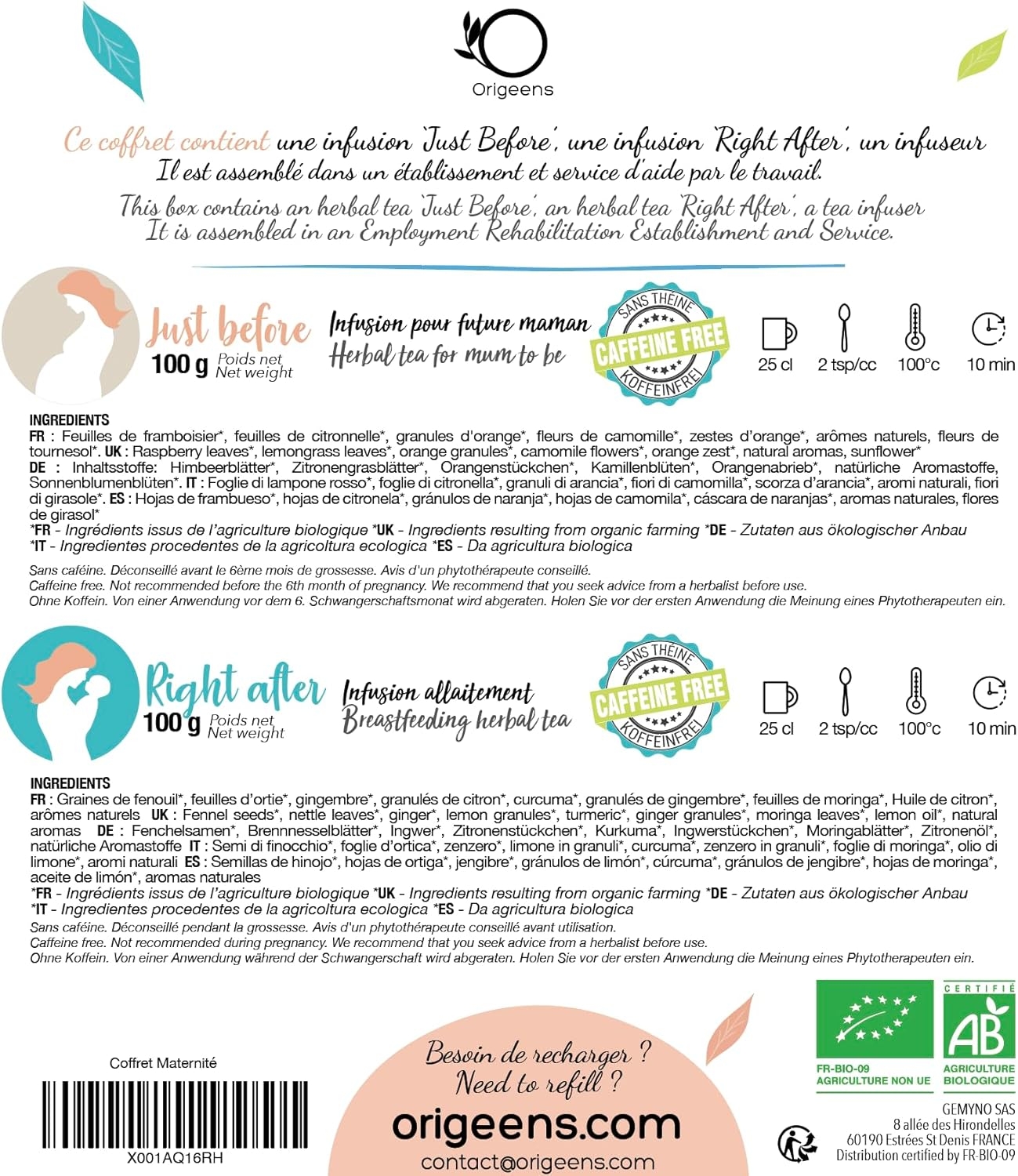 ORIGEENS Tisana Foglie Lampone BIO 200g | Red Raspberry Leaf Tea | Cura del benessere, Infusi e Tisane per Maternita e Gravidanza, Dolori Mestruali - immagine 30