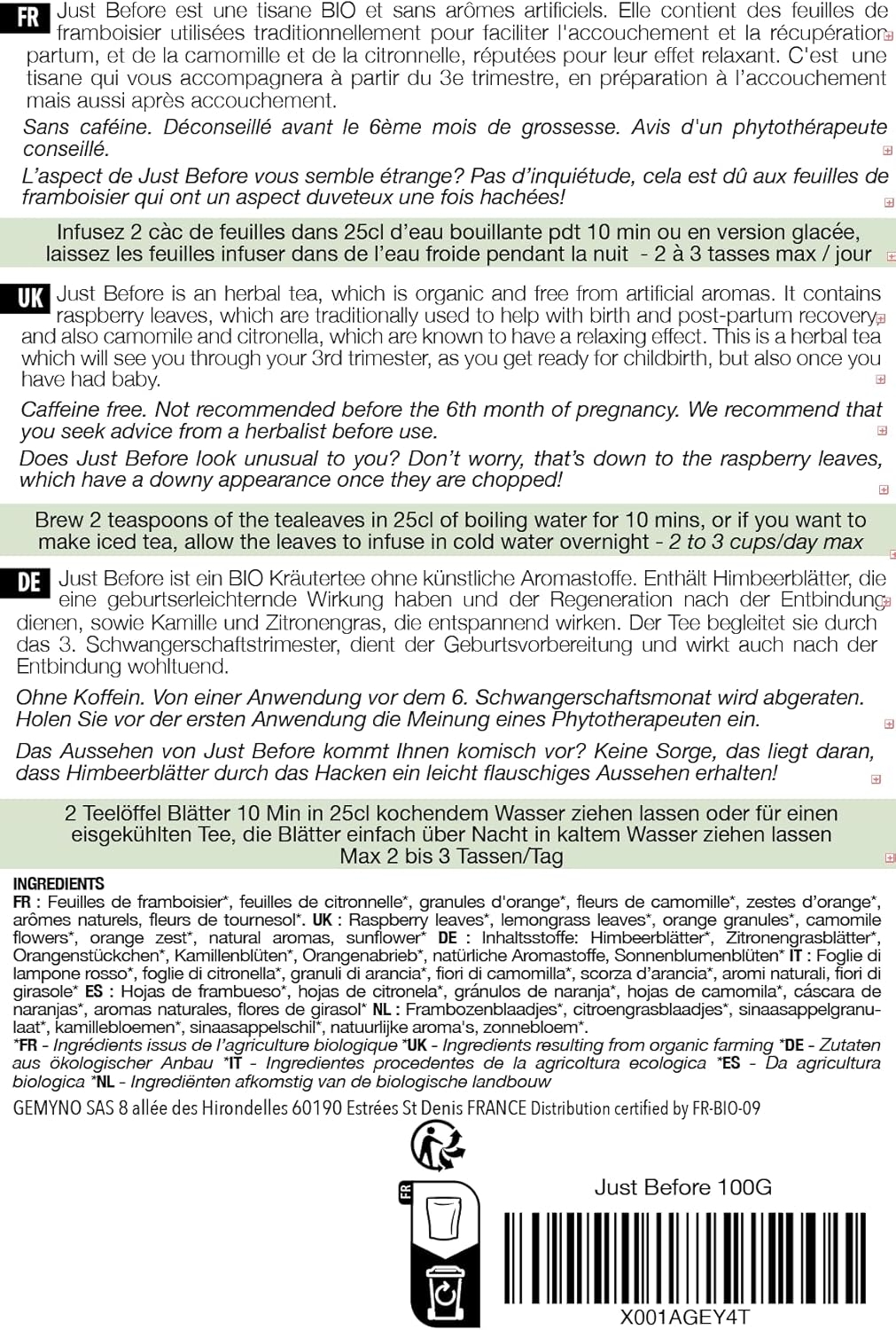 ORIGEENS Tisana Foglie Lampone BIO 200g | Red Raspberry Leaf Tea | Cura del benessere, Infusi e Tisane per Maternita e Gravidanza, Dolori Mestruali - immagine 38