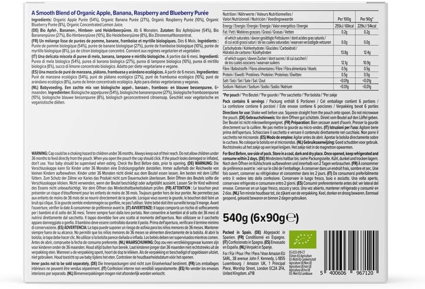Marchio Amazon - Mama Bear Pouch Purea di mela, banana e fragola biologica, vegetariano, 90g, Confezione da 6 - immagine 16