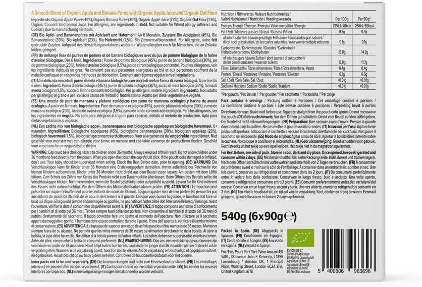 Marchio Amazon - Mama Bear Pouch Purea di mela, banana e fragola biologica, vegetariano, 90g, Confezione da 6 - immagine 23