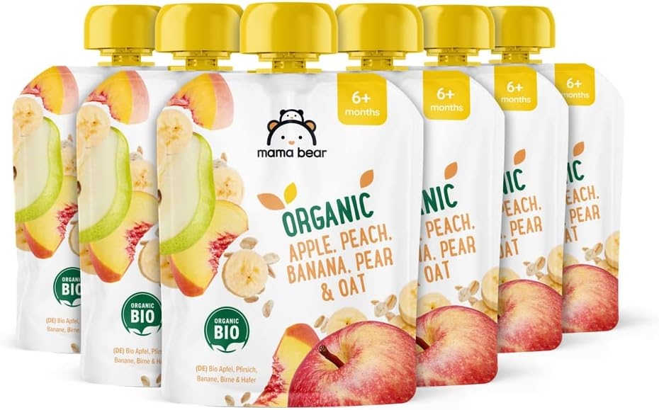 Marchio Amazon - Mama Bear Pouch Purea di mela, banana e fragola biologica, vegetariano, 90g, Confezione da 6 - immagine 40