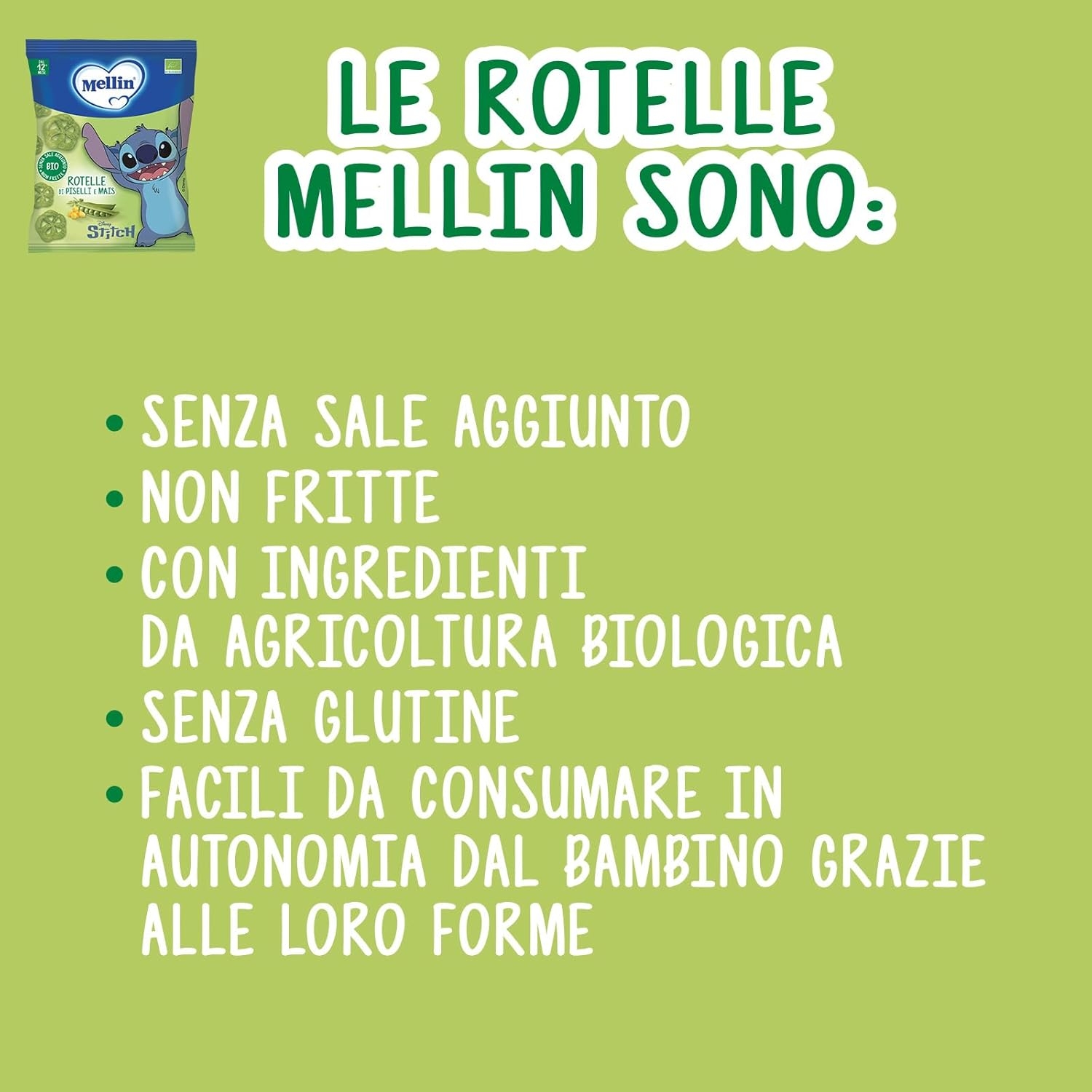Mellin - Rotelle di Piselli e Mais - Snack Biologico per Bambini dal 12° Mese Compiuto - 6 Confezioni da 20 grammi (Totale 120gr) - immagine 5