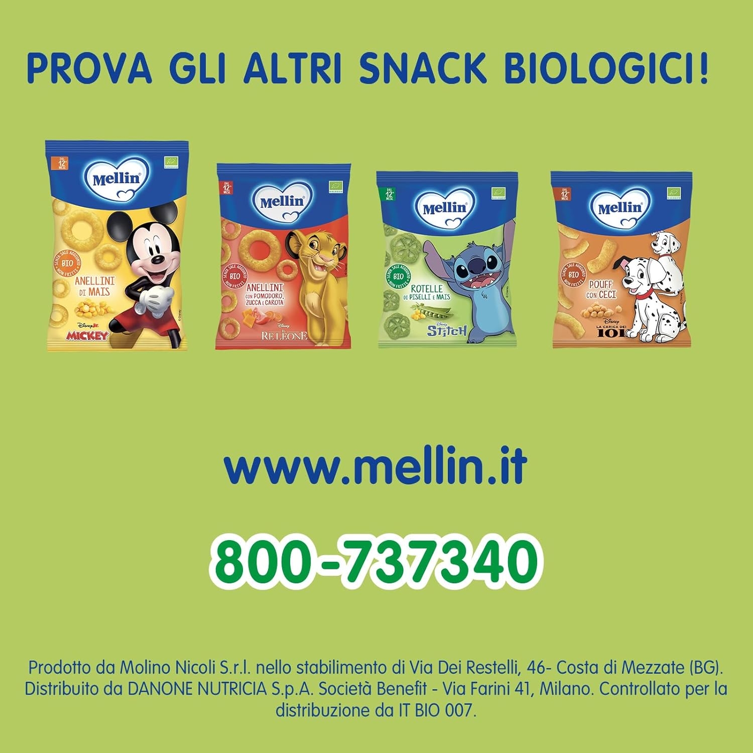 Mellin - Rotelle di Piselli e Mais - Snack Biologico per Bambini dal 12° Mese Compiuto - 6 Confezioni da 20 grammi (Totale 120gr) - immagine 6