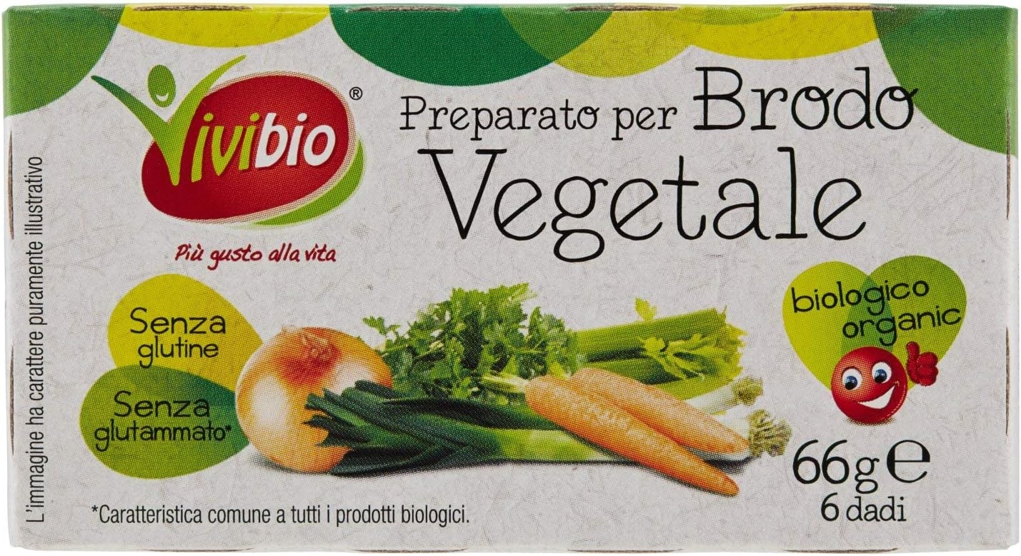 Vivibio, Preparato per brodo vegetale bio, senza glutine, 66g