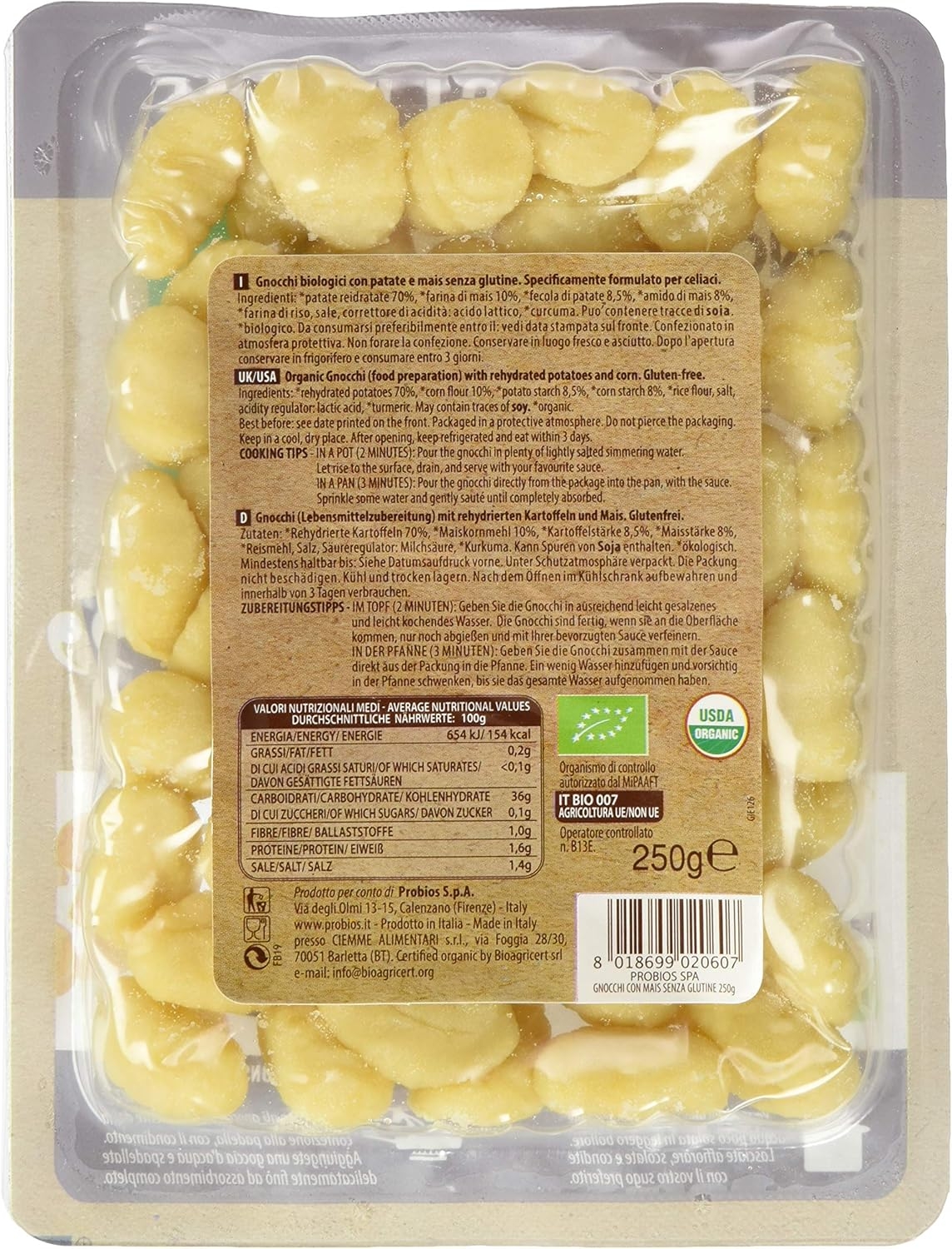 Probios Gnocchi al Mais - Gnocchi senza glutine Biologici - Miscela Mais & Patate Non OGM - 250 g - immagine 11