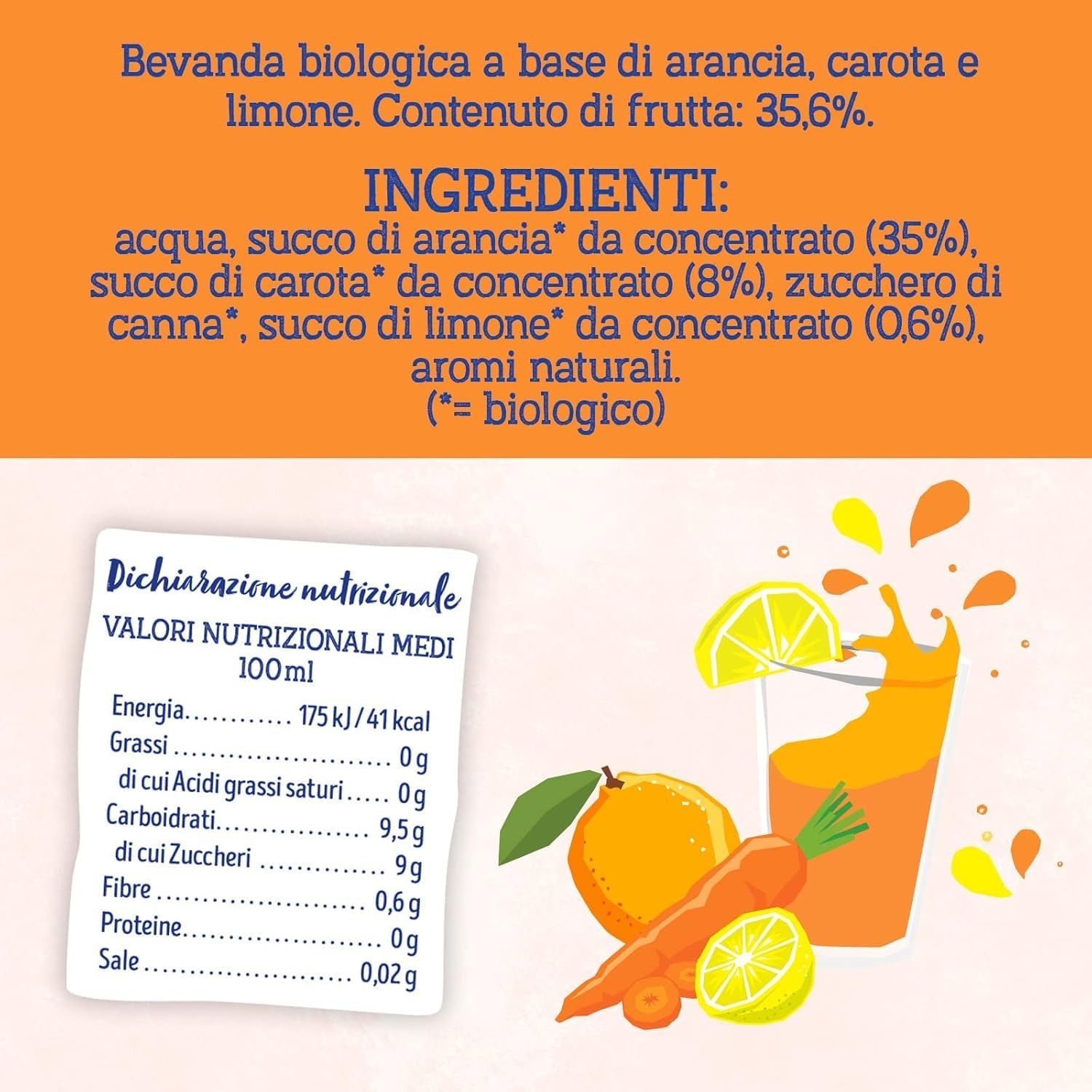 ISOLA BIO Succo di Frutta Biologico ACE, Arancia, Carota e Limone, 100% Ingredienti Naturali, Frutta Italiana in Mini Brik per Colazione e Merenda, Formato 3 confezioni da 200 ml - immagine 4