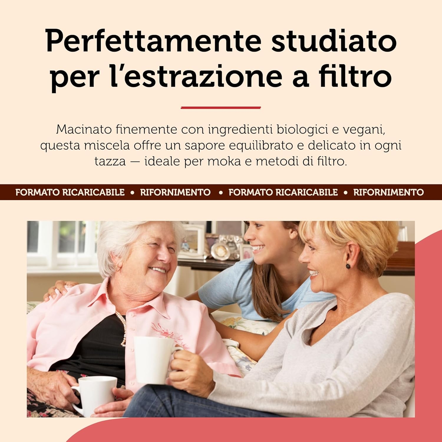 Lima Yannoh Filtro Originale per Moka Biologica - Senza Caffeina Yannoh Originale - Biologico e Adatto ai Vegani - 500g - immagine 6