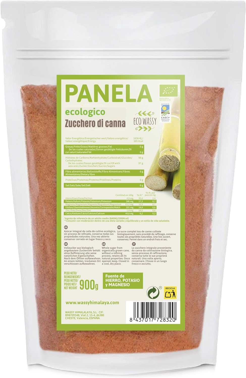 Panela |BIO| Dalla Colombia, biologico, SENZA raffinato. Zucchero di canna integrale proveniente dalla canna colombiana. Alto contenuto di nutrienti. In polvere, senza conservanti né additivi, 100%