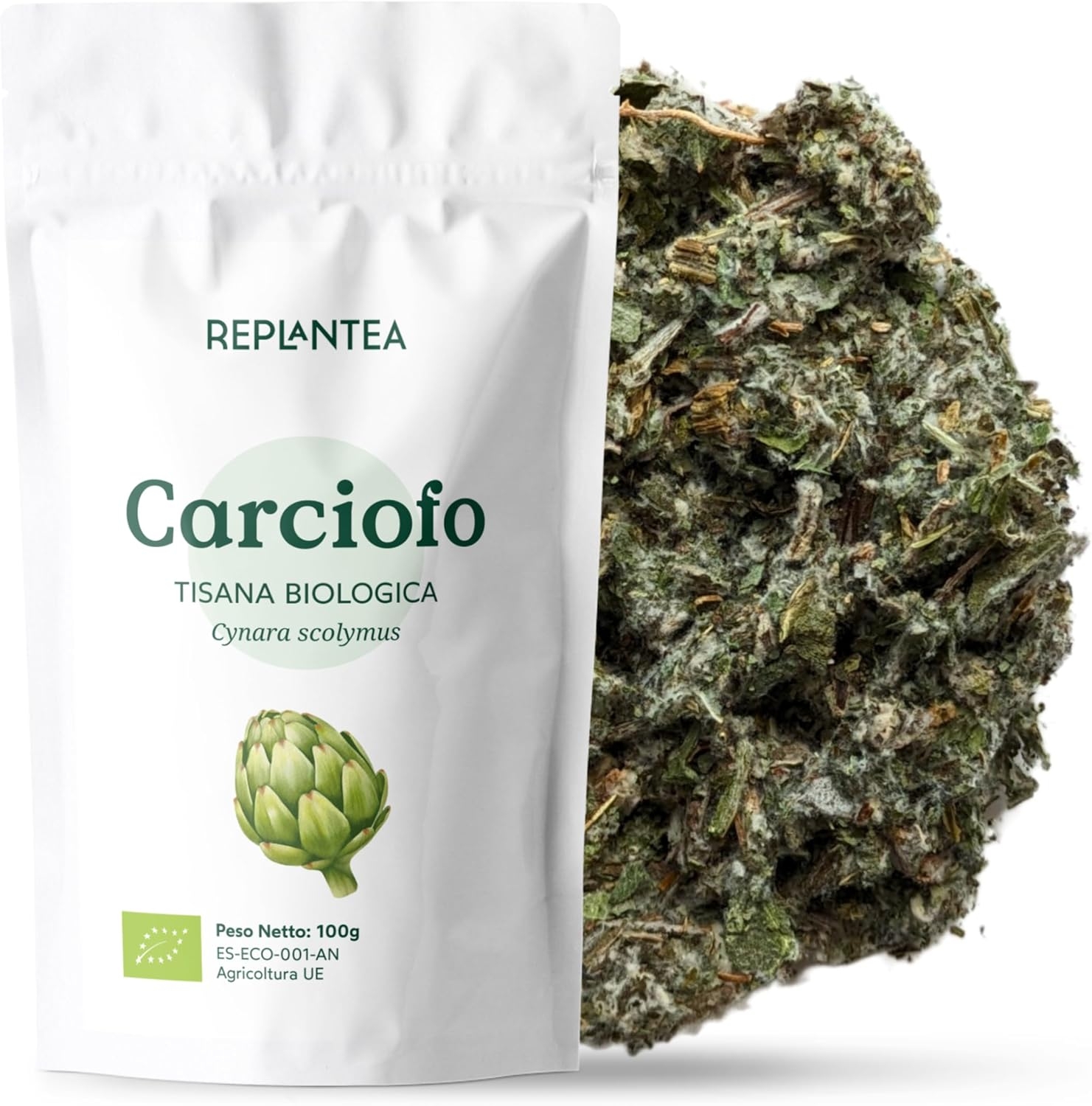 TISANA AL CARCIOFO BIO 100g (50 Tazze) | Foglie di Carciofo Essiccate e Tritate per Infusione REPLANTEA