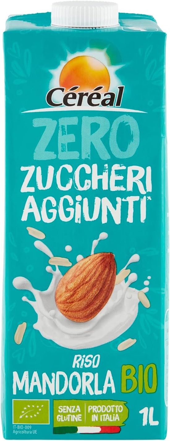 Céréal Riso e Mandorla Bio, Bevanda Vegetale con Latte di Riso e Latte di Mandorla, senza Zuccheri Aggiunti, 1 L