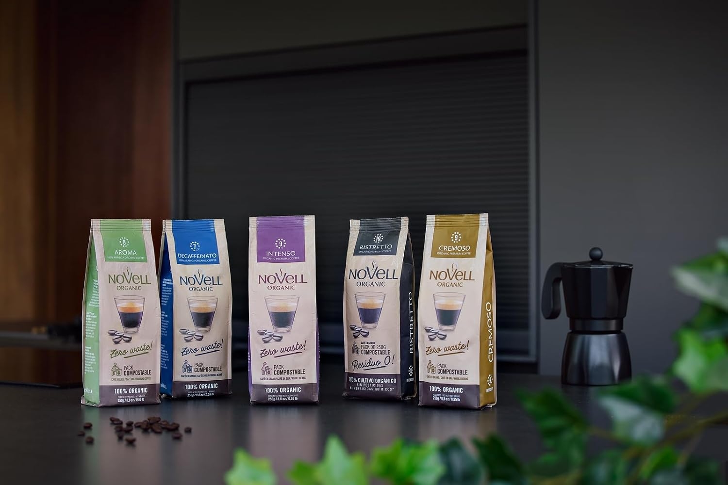 NOVELL - Caffè in Grani Naturale Intenso Residuo 0 250g | Caffè Ecologico in Grani Dolce e Intenso | Pacchetto Unico | Uso Pratico con Impegno Ambientale | - immagine 5