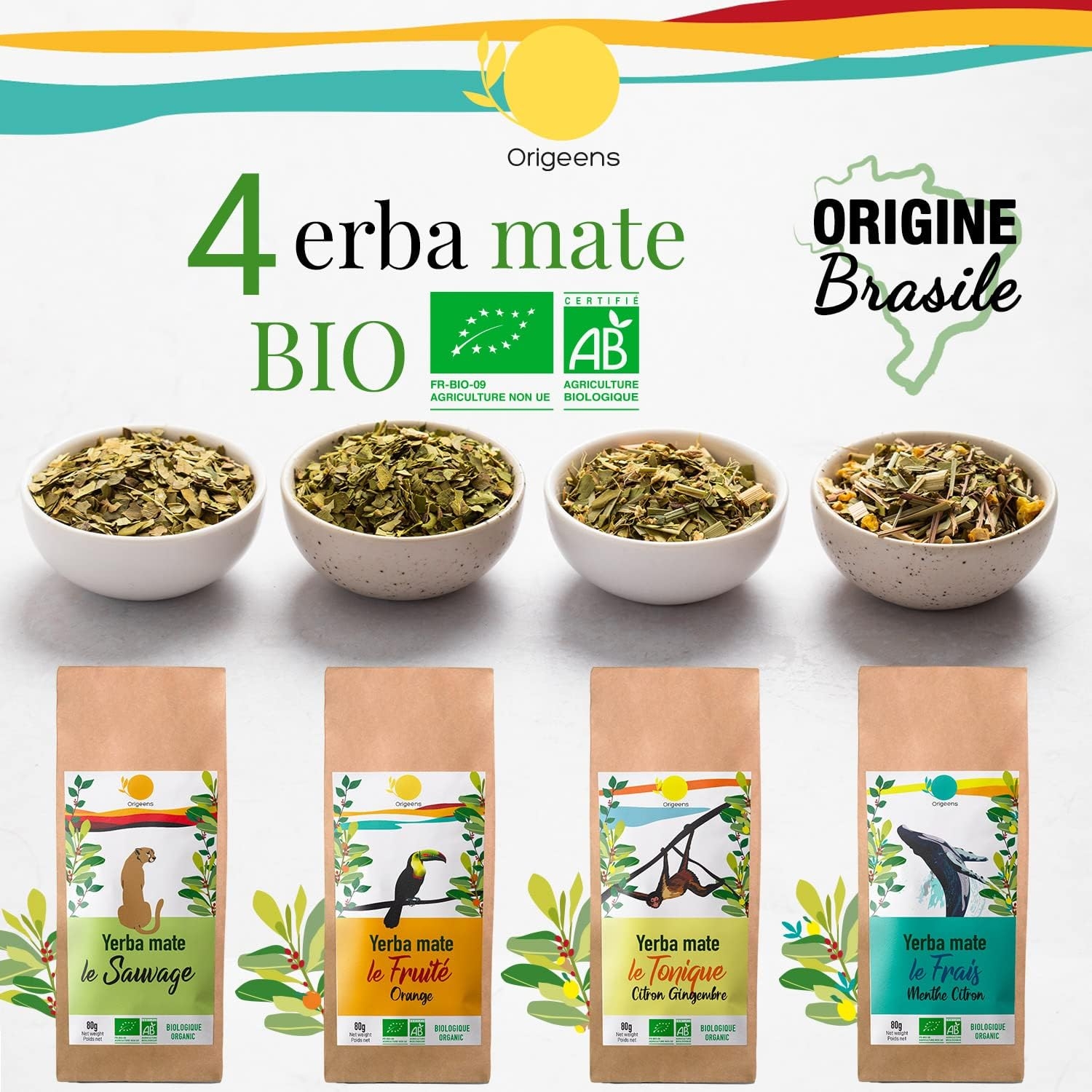 ORIGEENS COFANETTO MATE BIO x4 | La selvaggia - La fruttata - La tonica - La fresca | Yerba mate Bio 4x80gr | Set mate, Idea regalo - immagine 2