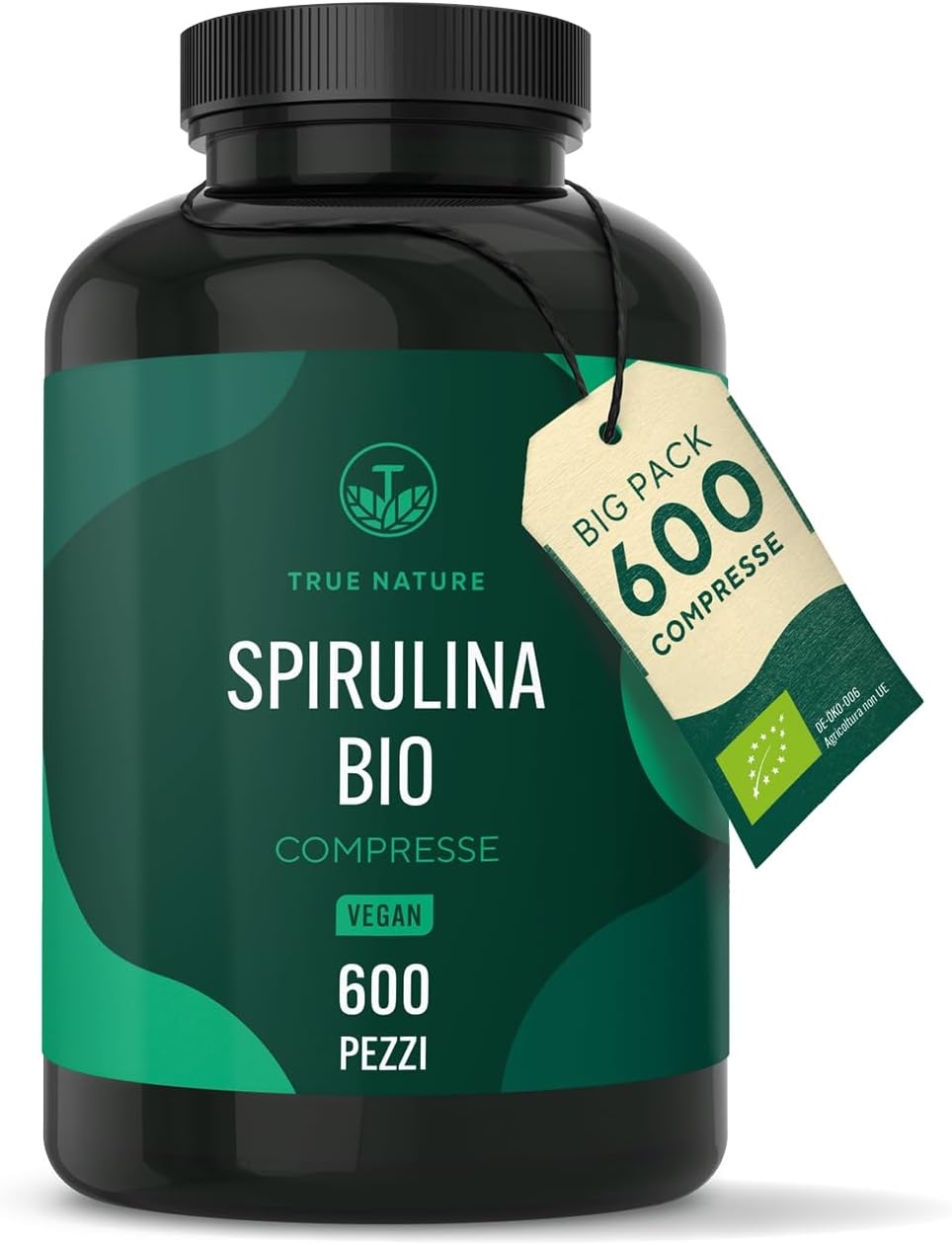 Spirulina Bio - 600 compresse 500 mg - Alto dosaggio - 4000 mg dose giornaliera - Ricca di ficocianina e proteine -Alga Spirulina pura - Analizzata in Italia e confezionata in Germania - TRUE NATURE