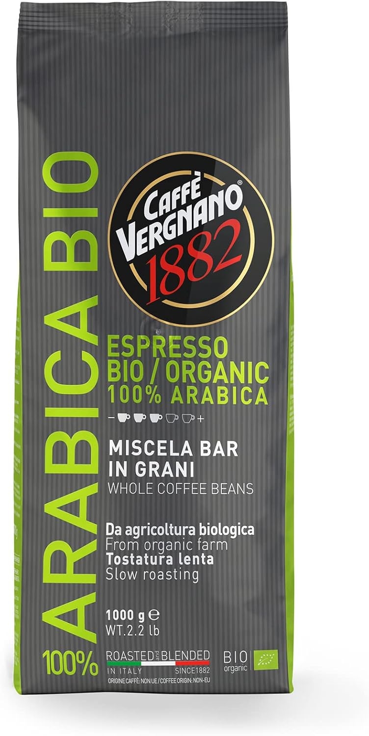 Caffè Vergnano 1882 Caffè in Grani 100% Arabica Bio- 1 confezione da 1 Kg