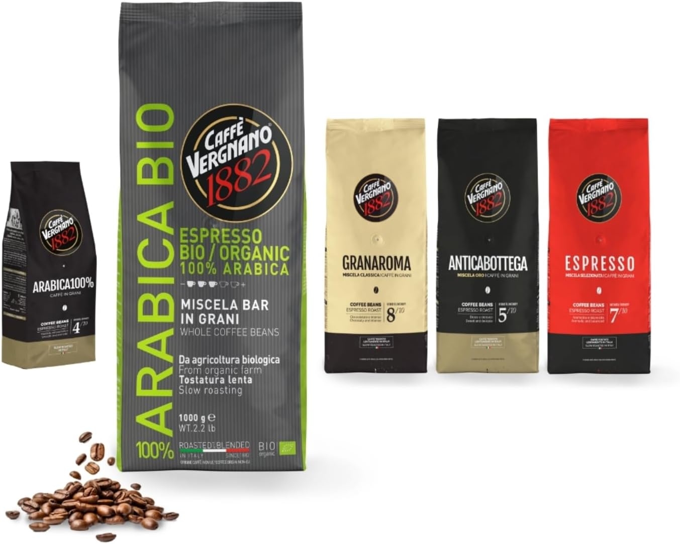 Caffè Vergnano 1882 Caffè in Grani 100% Arabica Bio- 1 confezione da 1 Kg - immagine 2