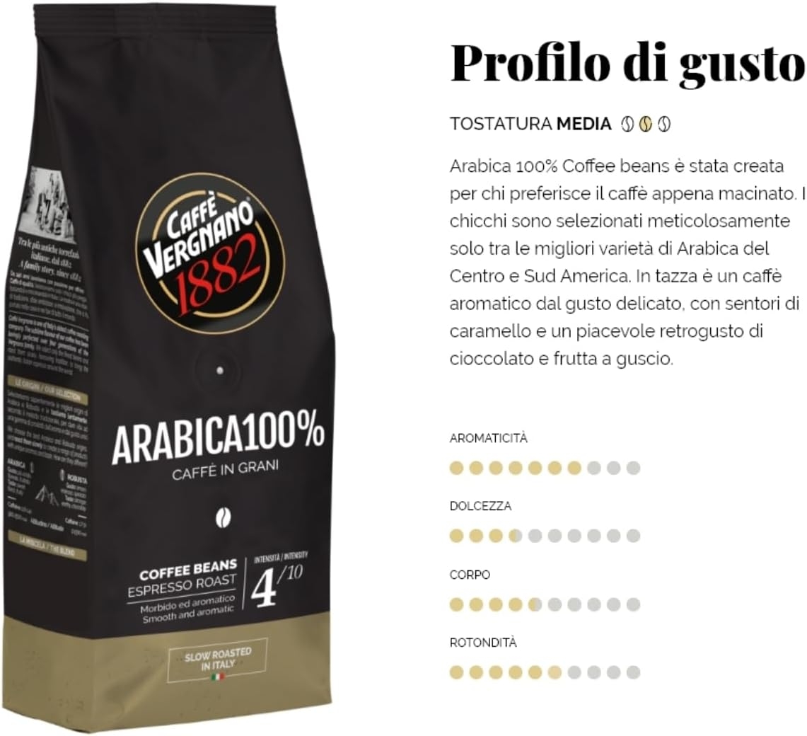 Caffè Vergnano 1882 Caffè in Grani 100% Arabica Bio- 1 confezione da 1 Kg - immagine 15