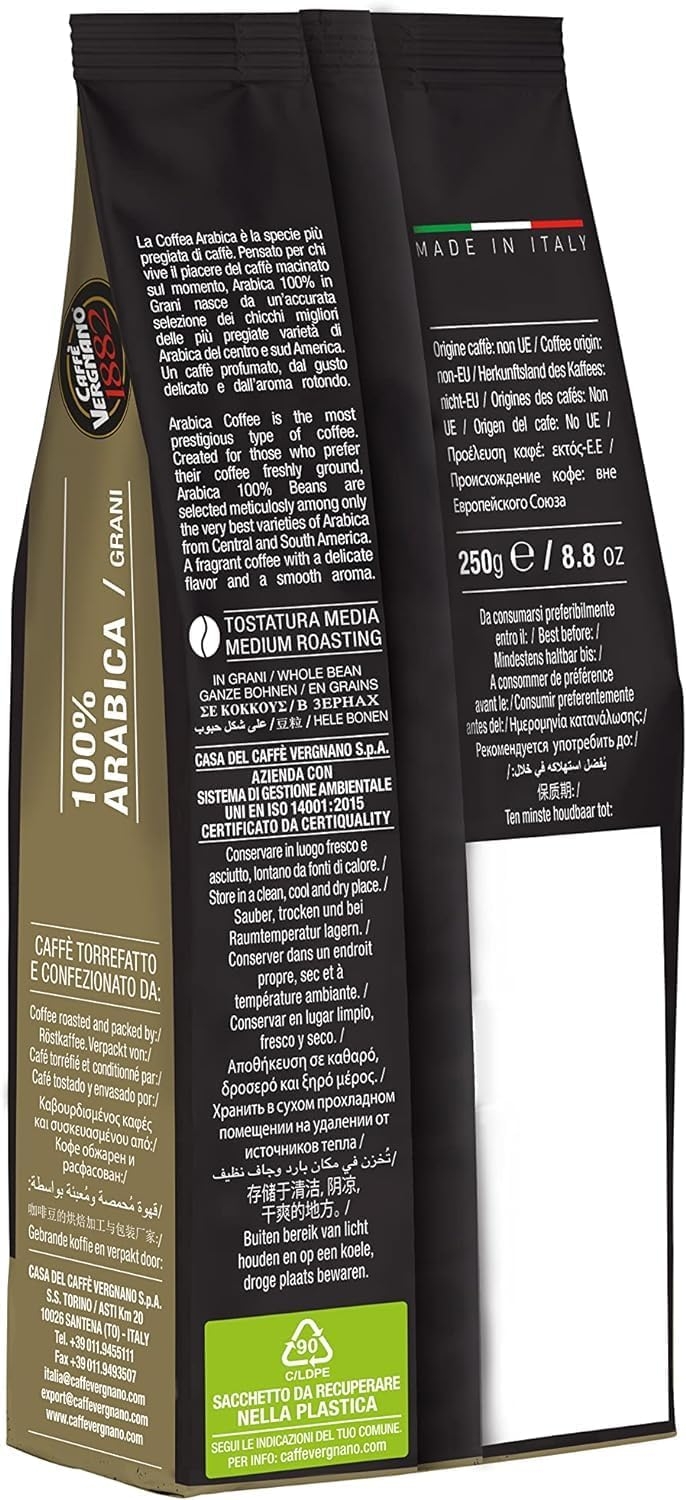 Caffè Vergnano 1882 Caffè in Grani 100% Arabica Bio- 1 confezione da 1 Kg - immagine 17