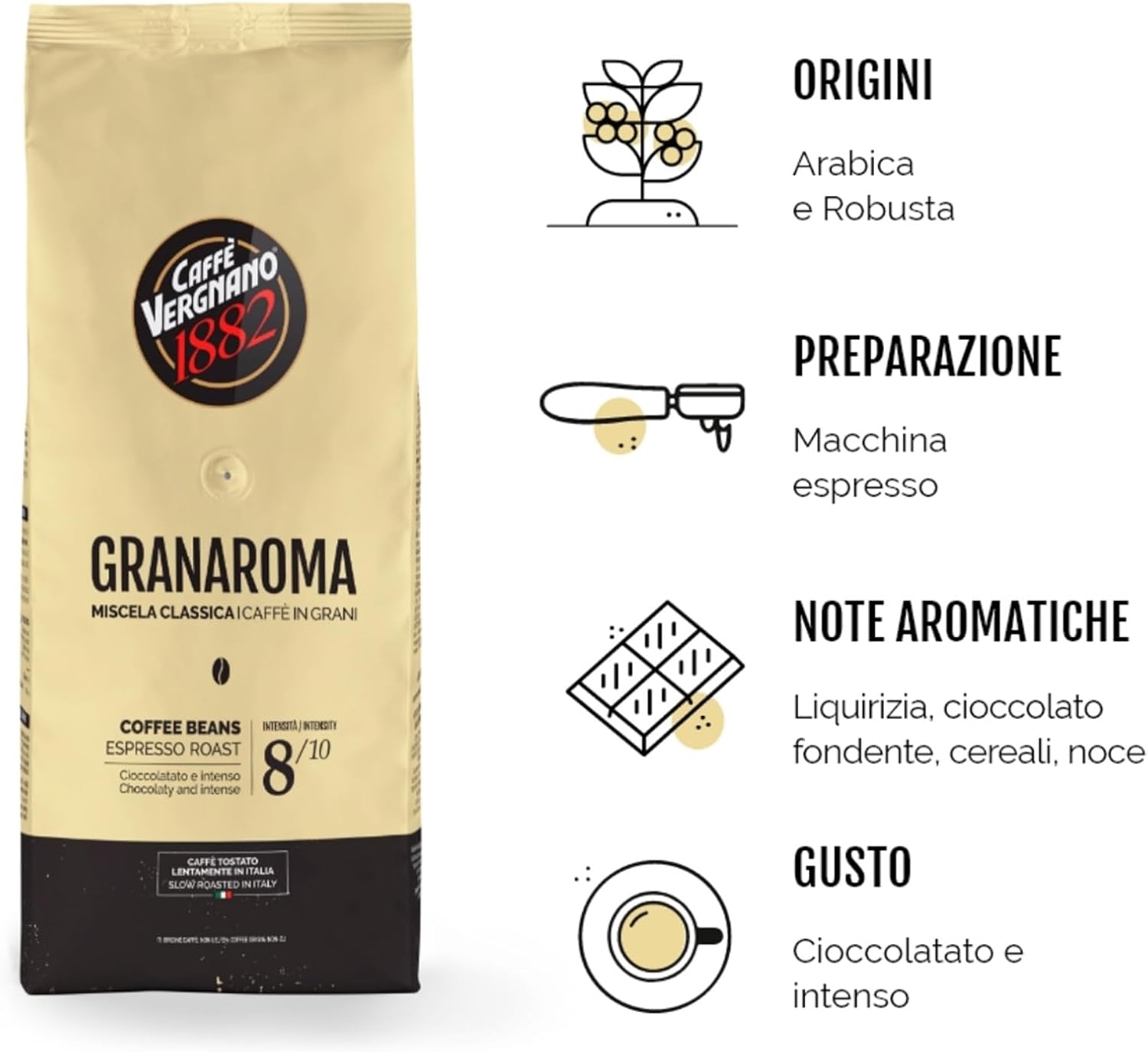 Caffè Vergnano 1882 Caffè in Grani 100% Arabica Bio- 1 confezione da 1 Kg - immagine 27