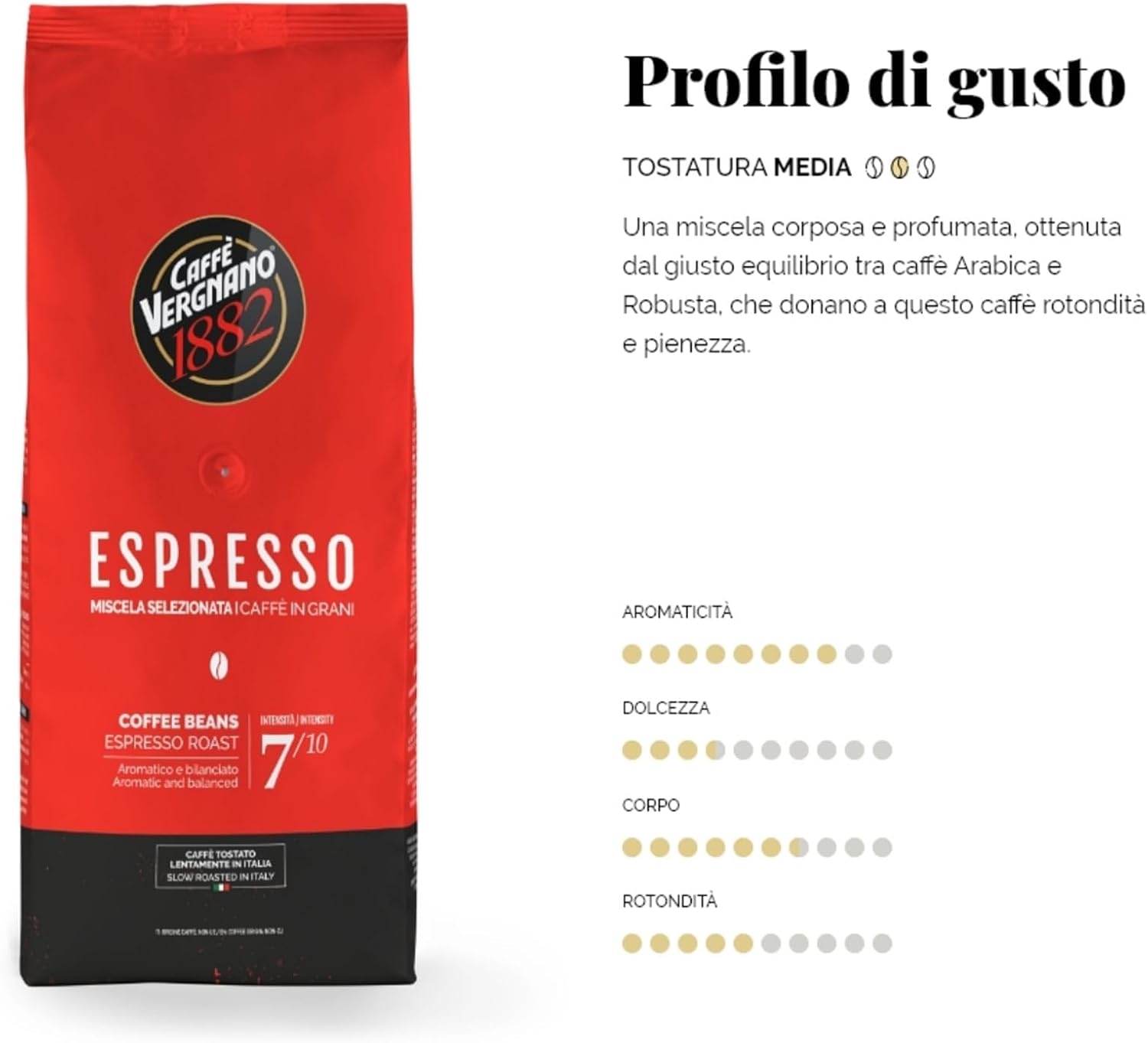 Caffè Vergnano 1882 Caffè in Grani 100% Arabica Bio- 1 confezione da 1 Kg - immagine 50