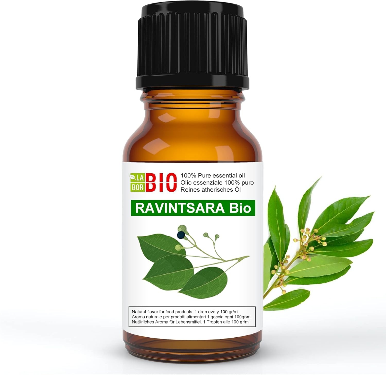 Ravintsara del Madagascar Bio olio essenziale 100% Puro 5 ml - Uso interno Terapeutico Alimentare Diffusori Aromaterapia Cosmetica - Laborbio